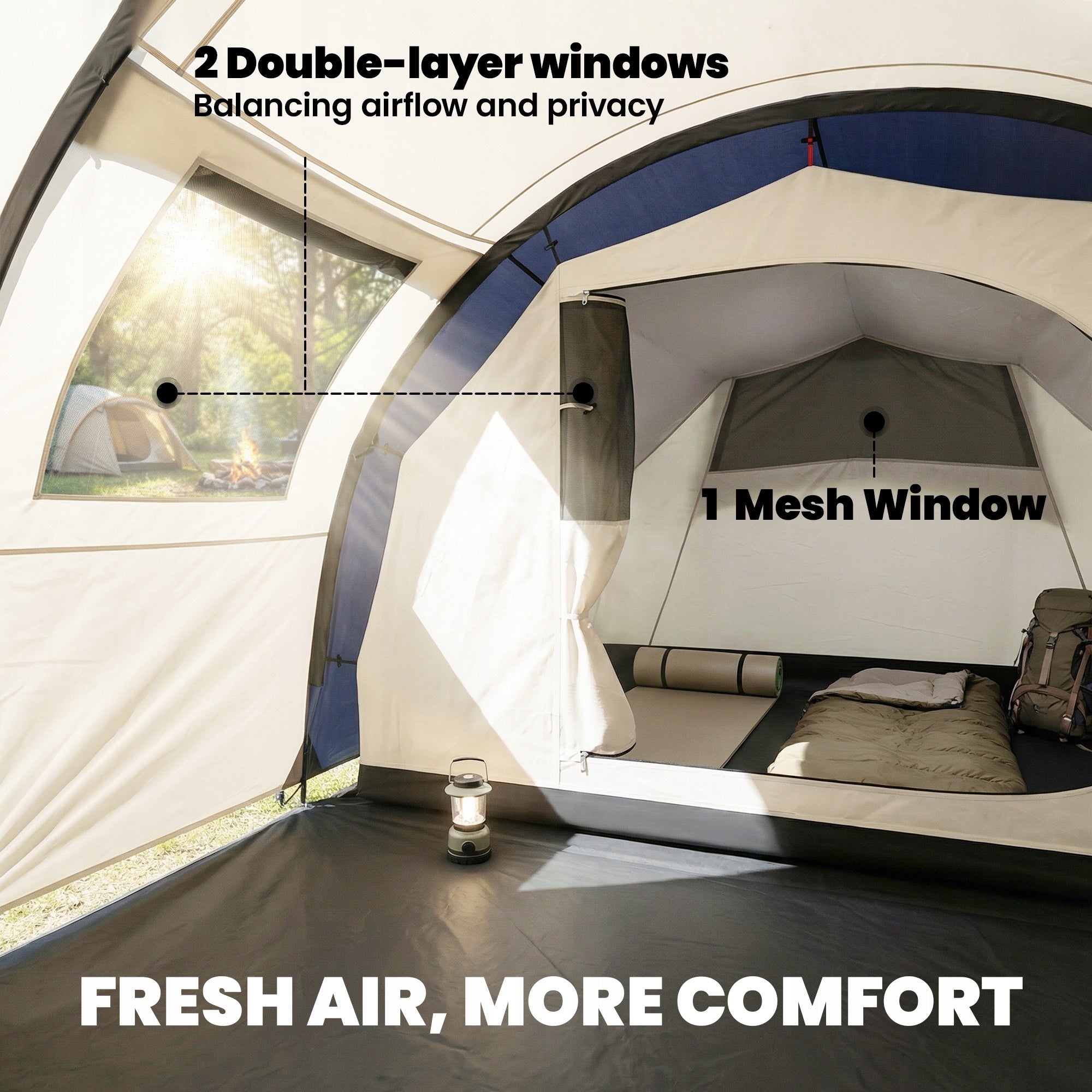 Outsunny 4-person tunnel tent with sleeping and living area 3000 mm Floor waterproofness 3000 mm