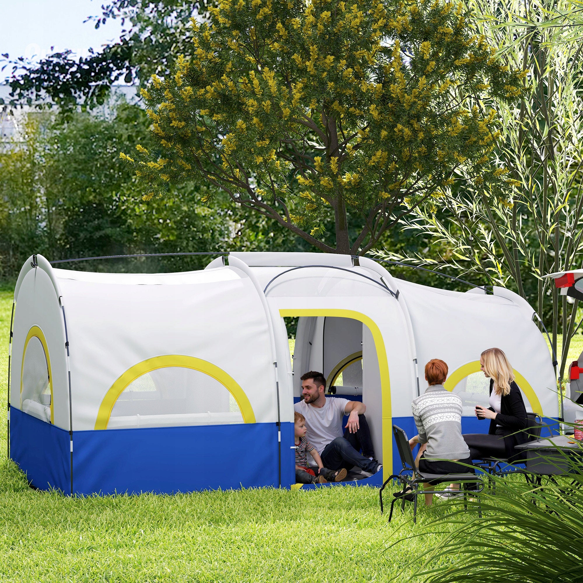 Outsunny 6-person tunnel tent, waterproof, 3 rooms, with net Manufacturer code A20-476V00DB