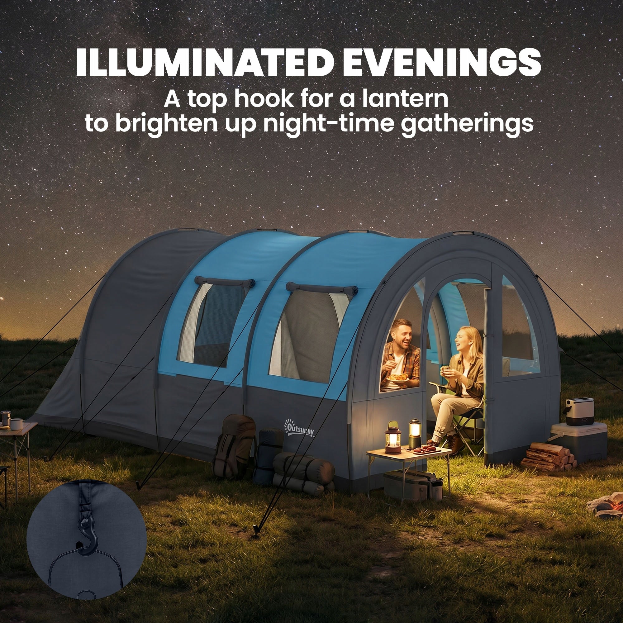 Outsunny Camping tent, family, separate zones, waterproof Brand Outsunny