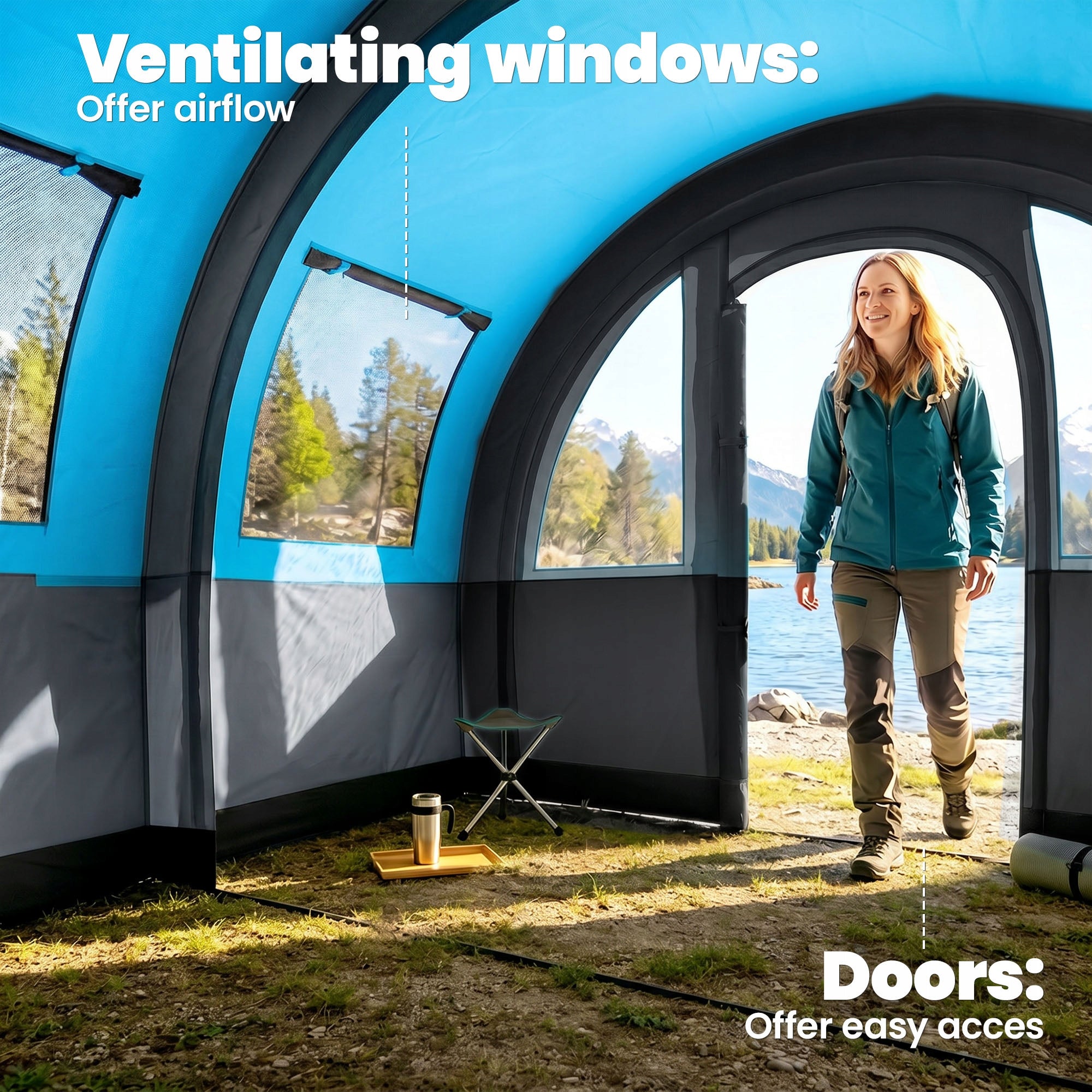 Outsunny Camping tent, family, separate zones, waterproof Waterproofness 3000 mm