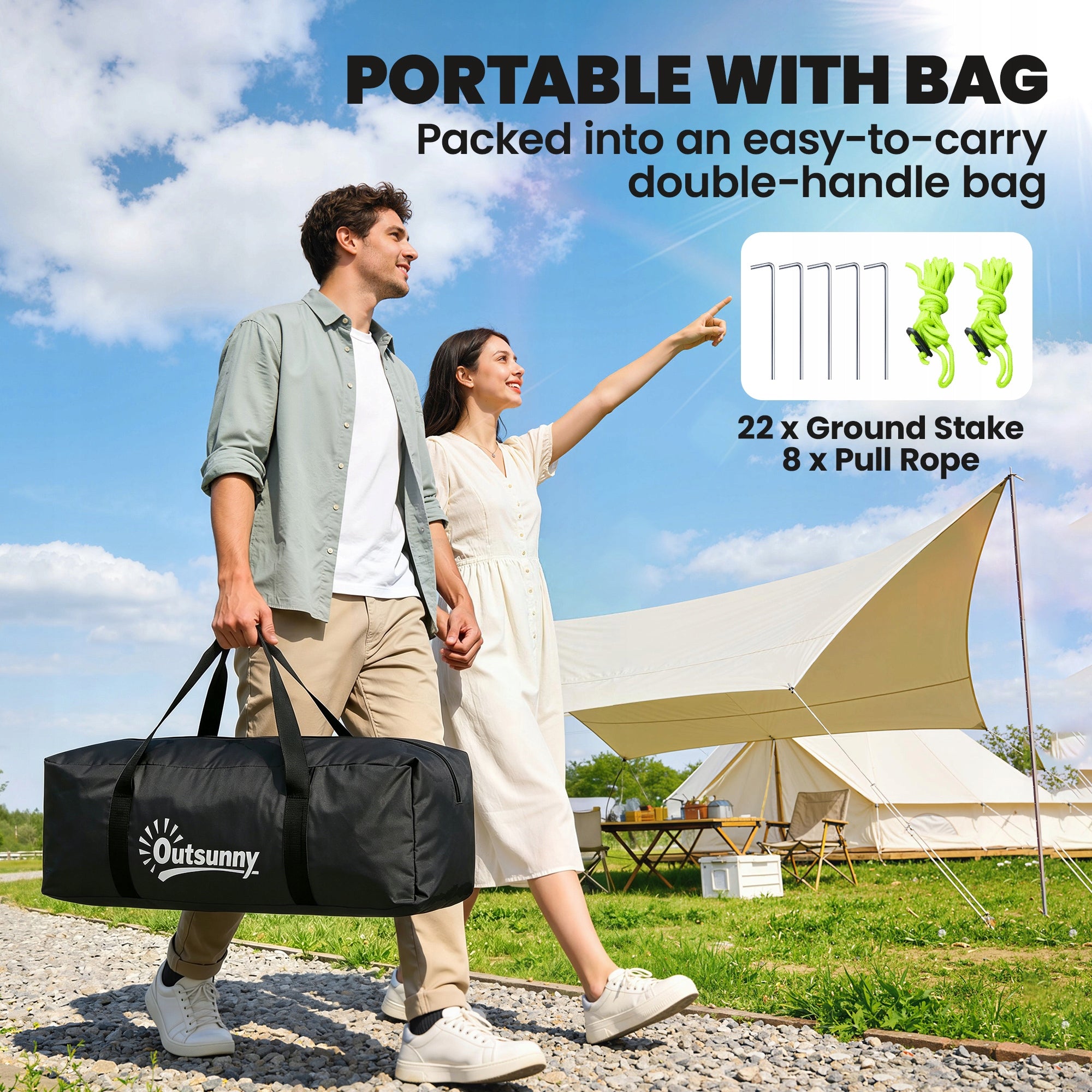 Outsunny Camping tent for 3-4 persons with 2 rooms, dome with windows Number of people 4
