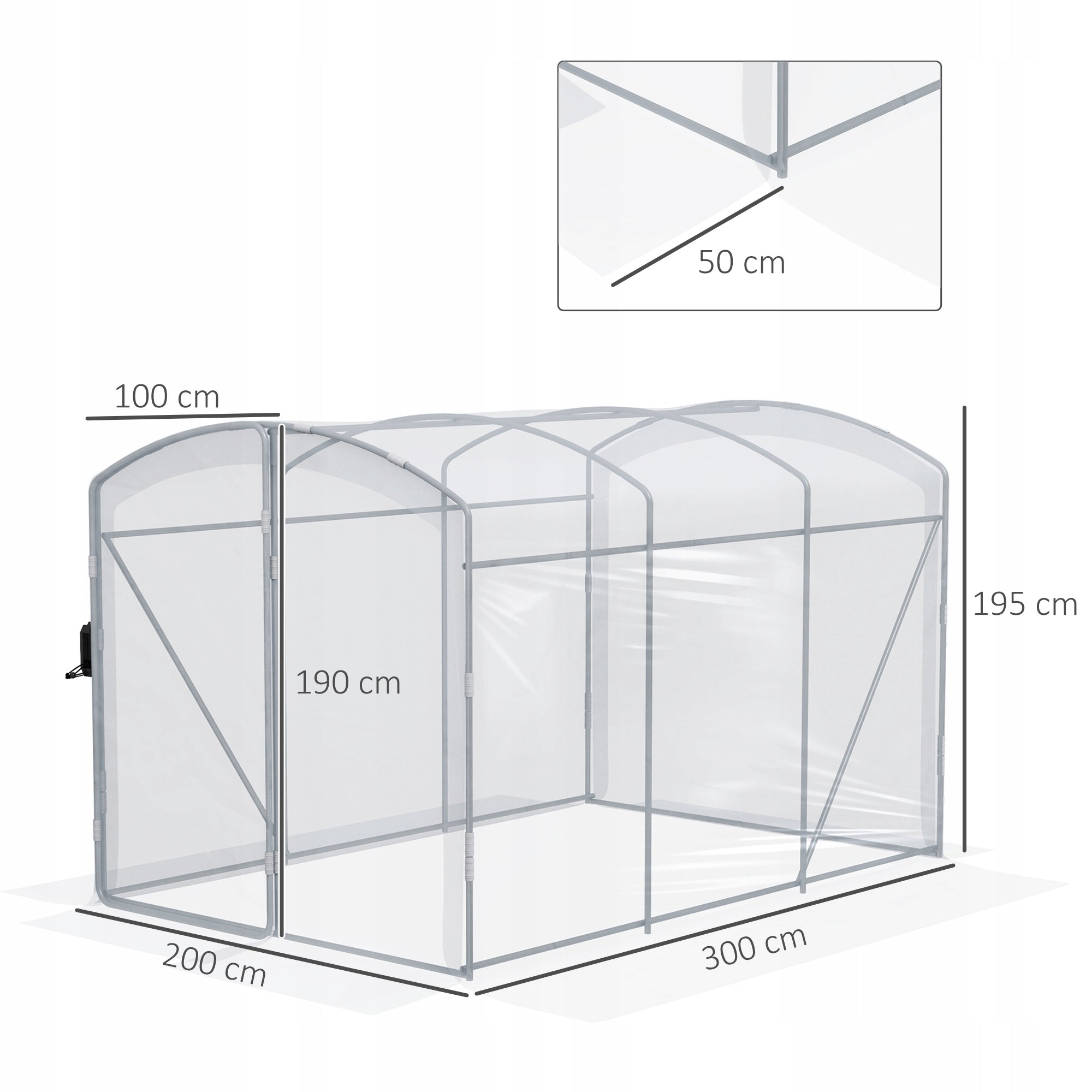 Outsunny Foil greenhouse 3x2x1,95 m, windproof, for tomatoes Length 3 m