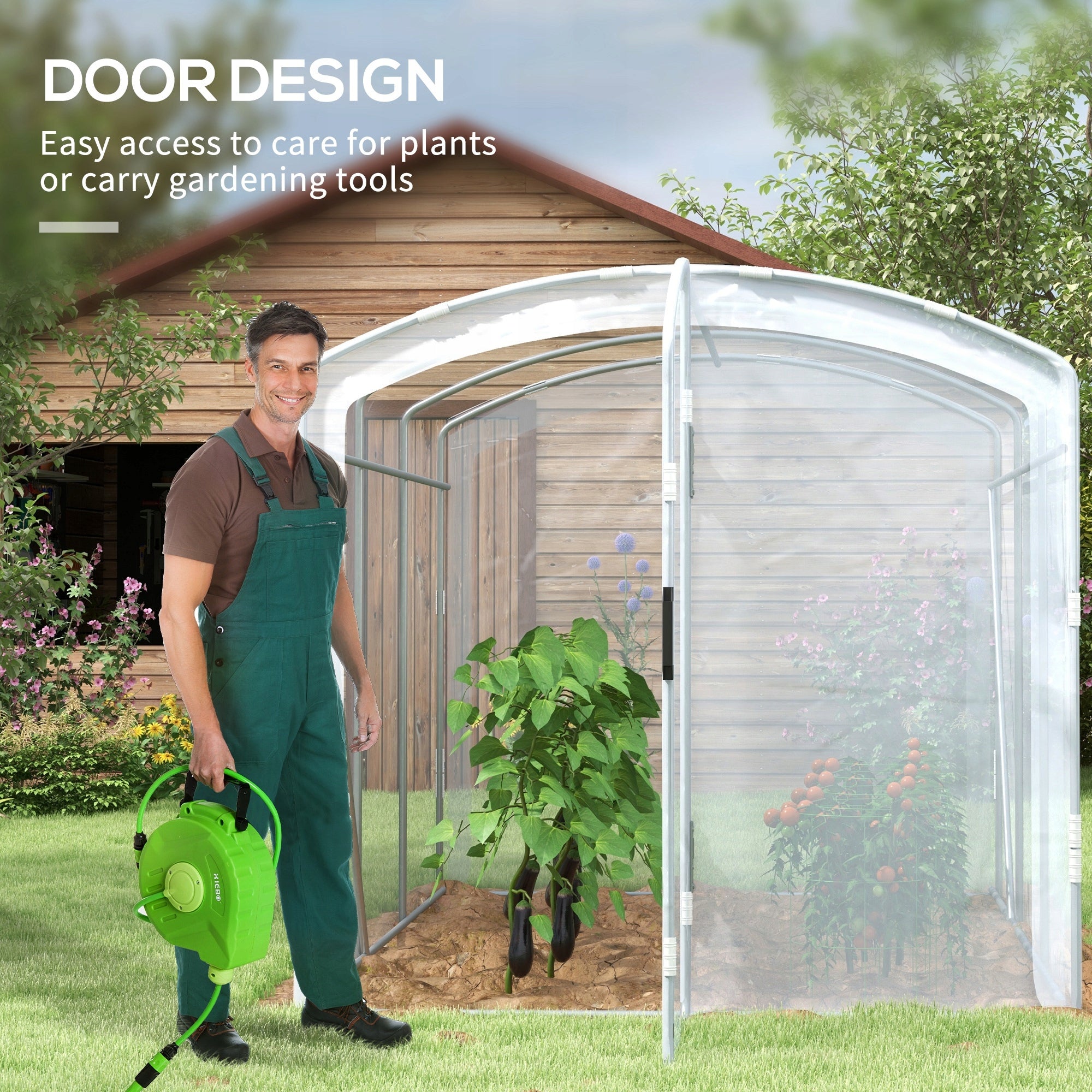 Outsunny Foil greenhouse 3x2x1,95 m, windproof, for tomatoes Width 2 m