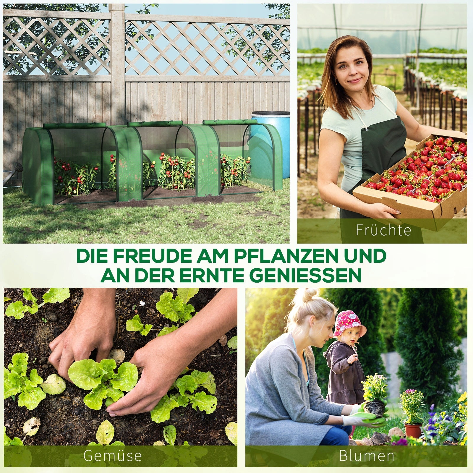 Outsunny Foil greenhouse Outsunny with door growing plants green Length 2.95 m