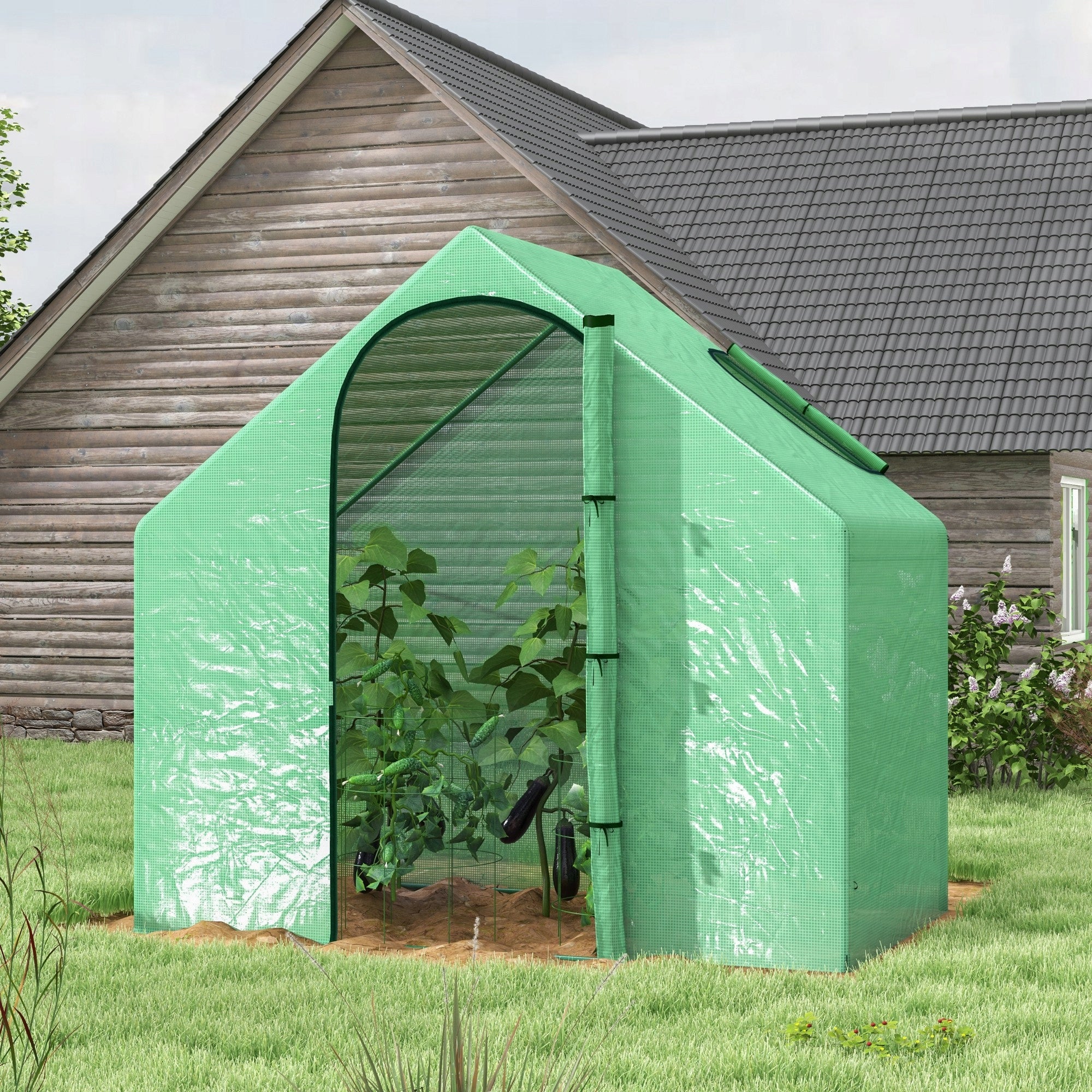 Outsunny Foil greenhouse for tomatoes, window, green PE, 180x100x168cm Packaging status original