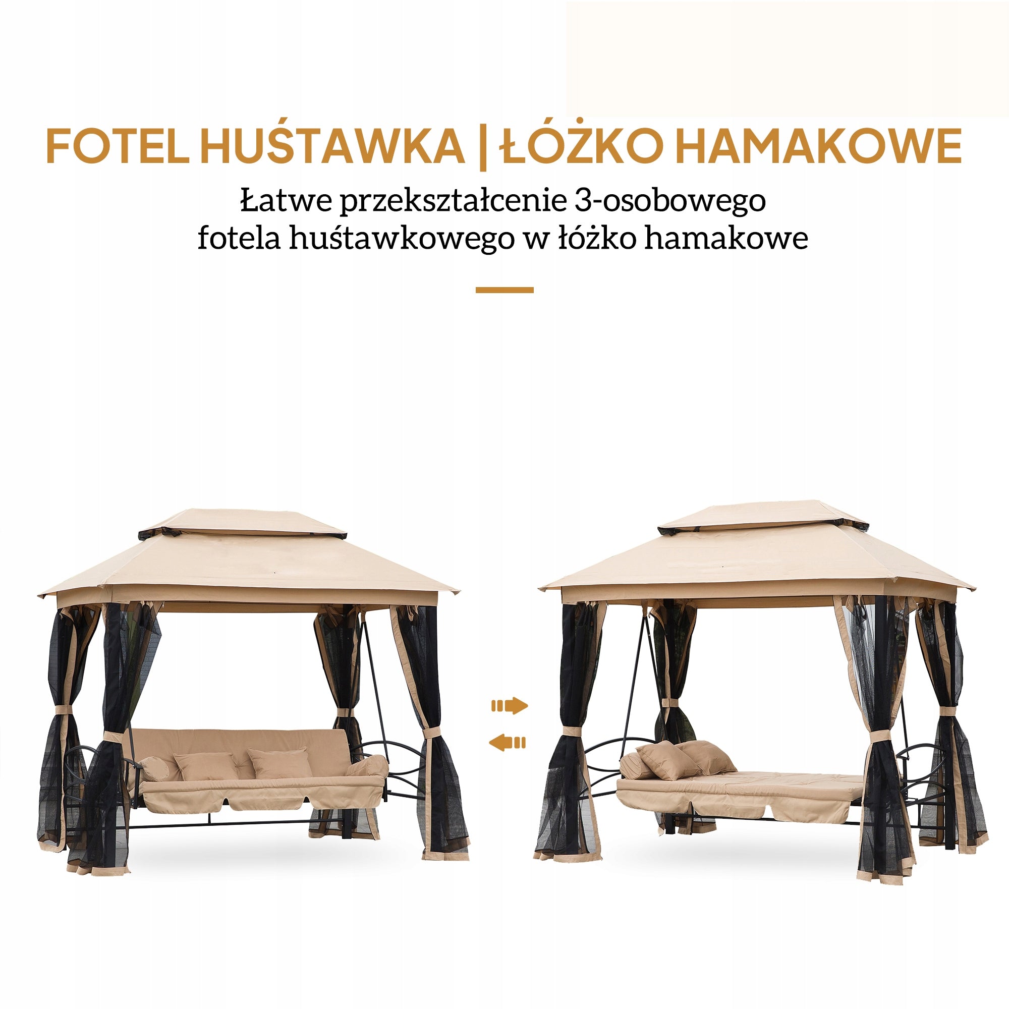 Outsunny Garden swing with bed function, canopy, steel frame Manufacturer code 84A-056