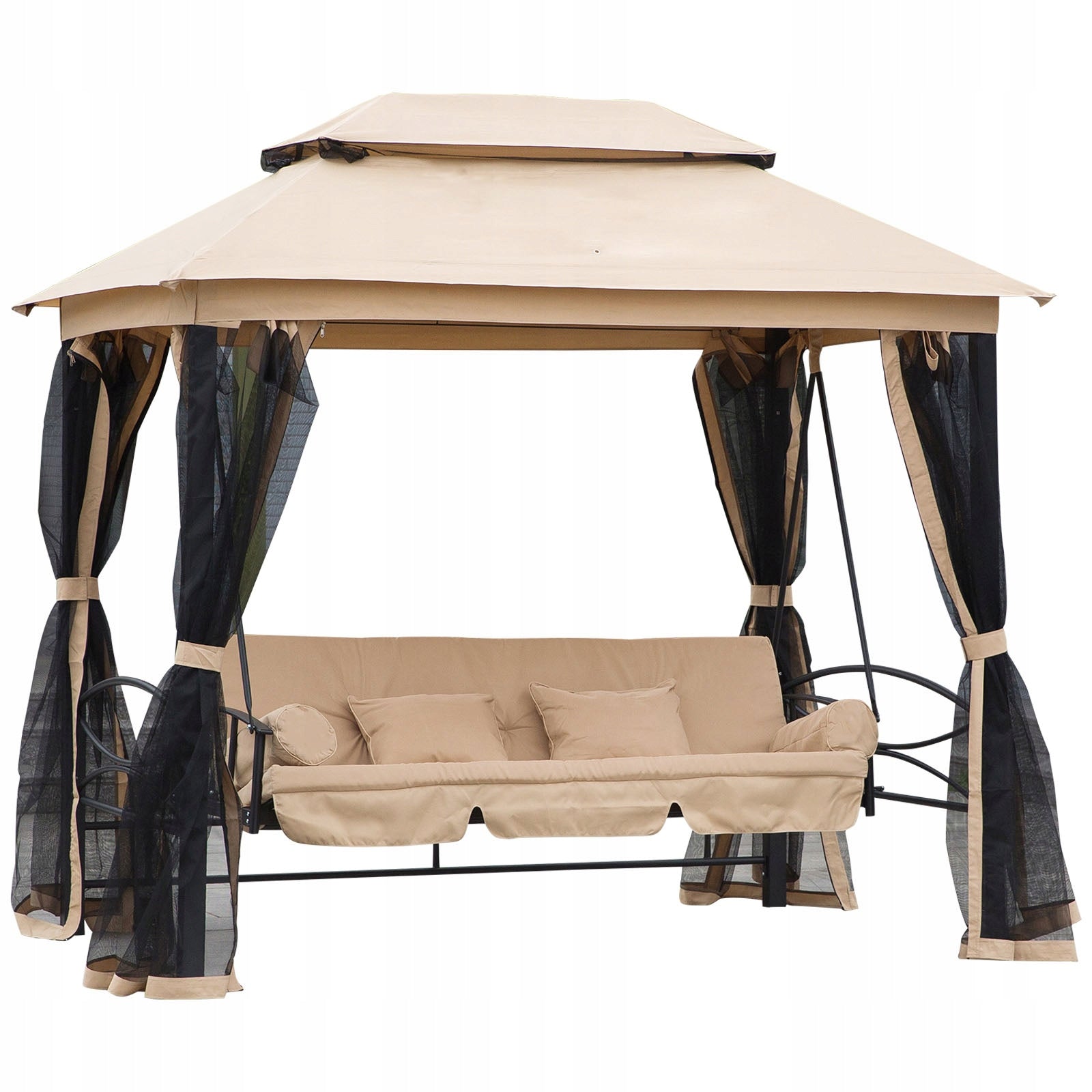 Outsunny Garden swing with bed function, canopy, steel frame