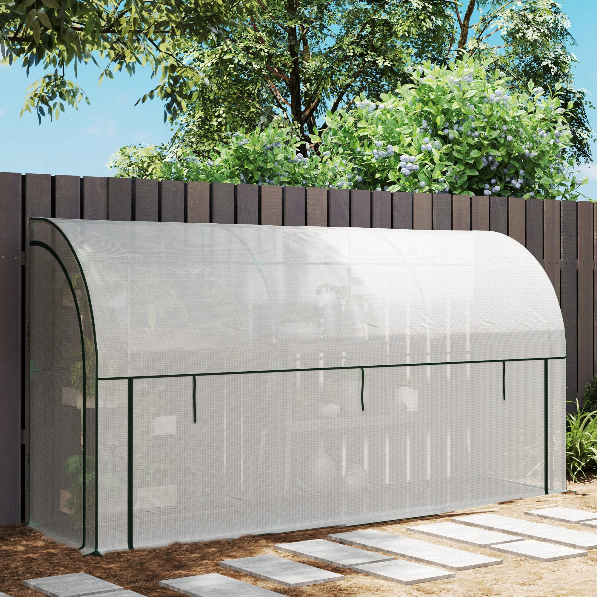 Outsunny Greenhouse with shelves, rolled doors, steel, winter, 300x80x157cm EAN (GTIN) 4255826861366