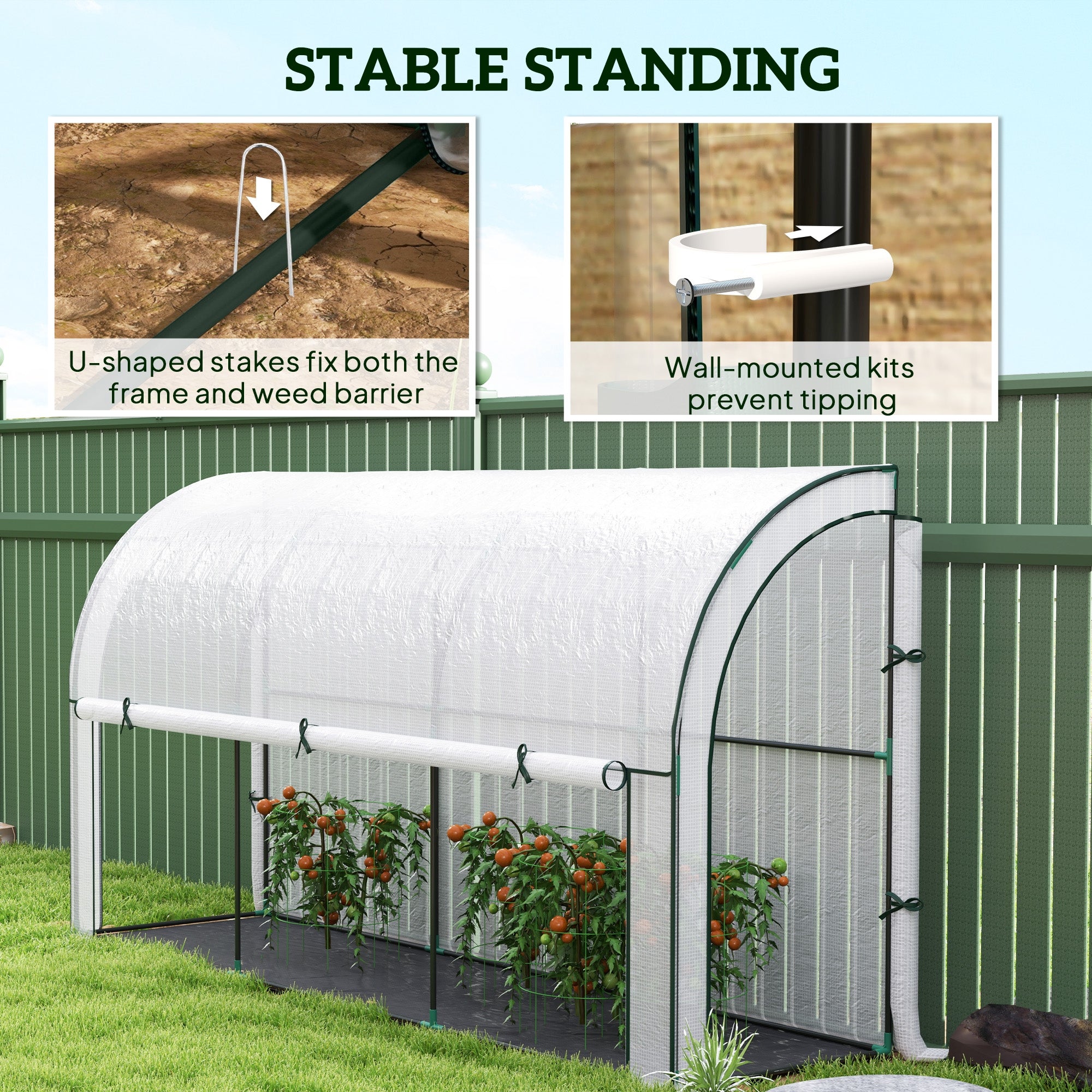Outsunny Greenhouse with shelves, rolled doors, steel, winter, 300x80x157cm Manufacturer code Outsunny