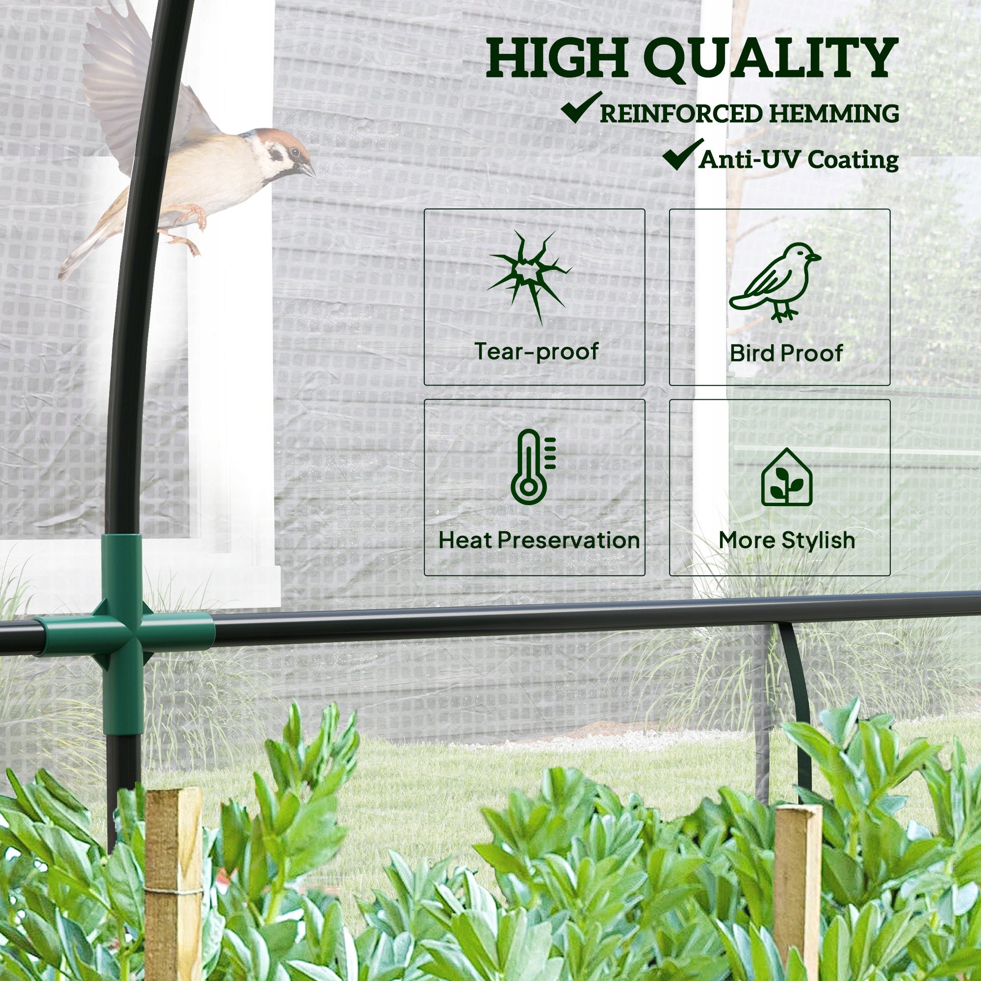 Outsunny Greenhouse with shelves, rolled doors, steel, winter, 300x80x157cm Width 0.8 m