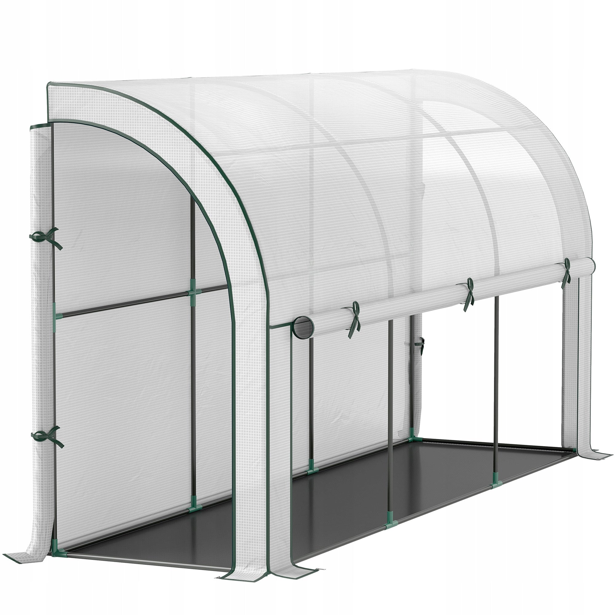 Outsunny Greenhouse with shelves, rolled doors, steel, winter, 300x80x157cm