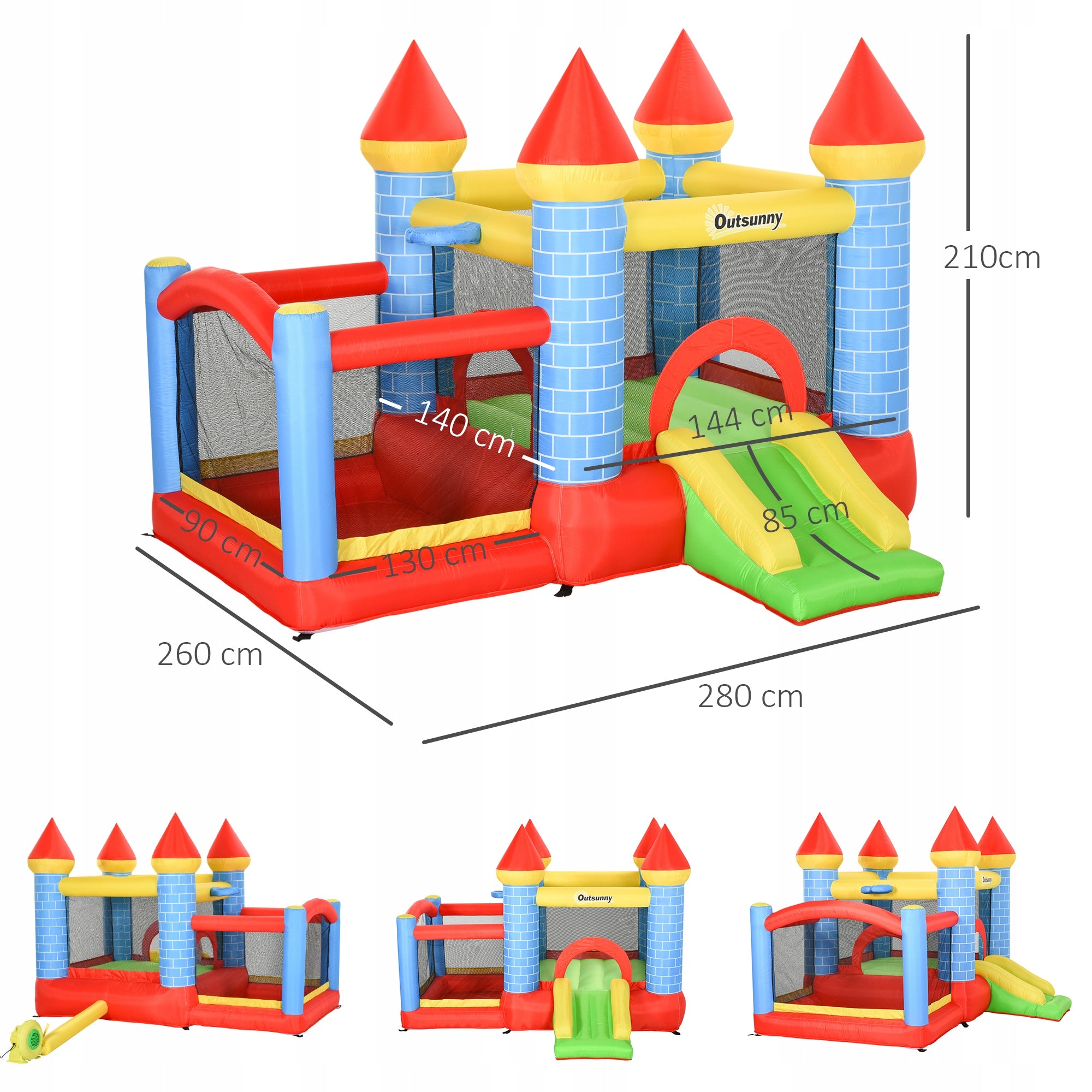 Outsunny Inflatable slide with swimming pool for 3 children, with fan Kind Inflatable