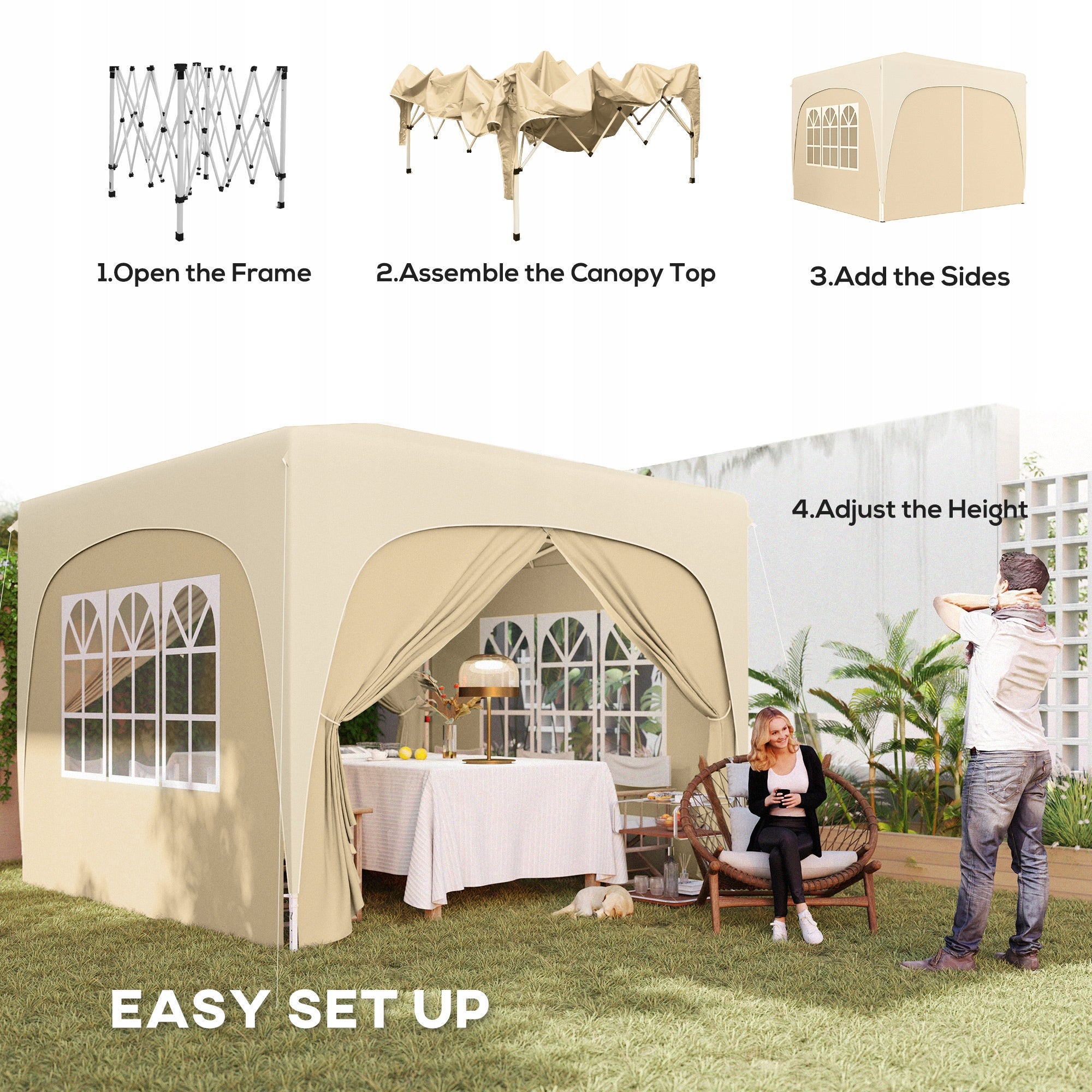 Outsunny Pavilion 3x3m, waterproof, stable, winter, foldable Manufacturer Outsunny