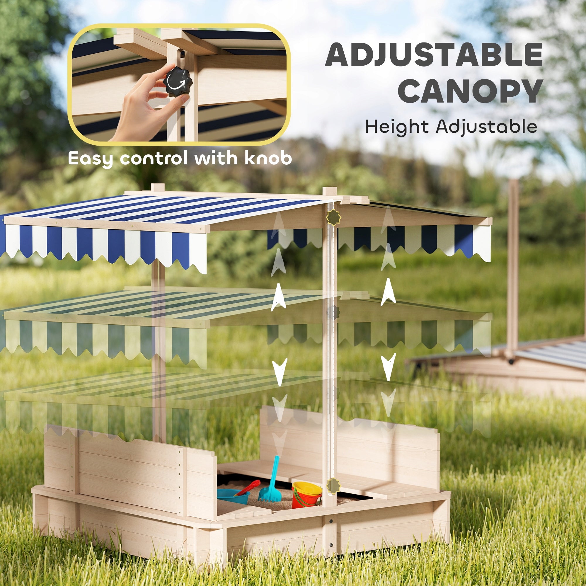 Outsunny Sandbox with detachable roof, backrests, cedar wood, 3-7 years old Manufacturer code 343-029