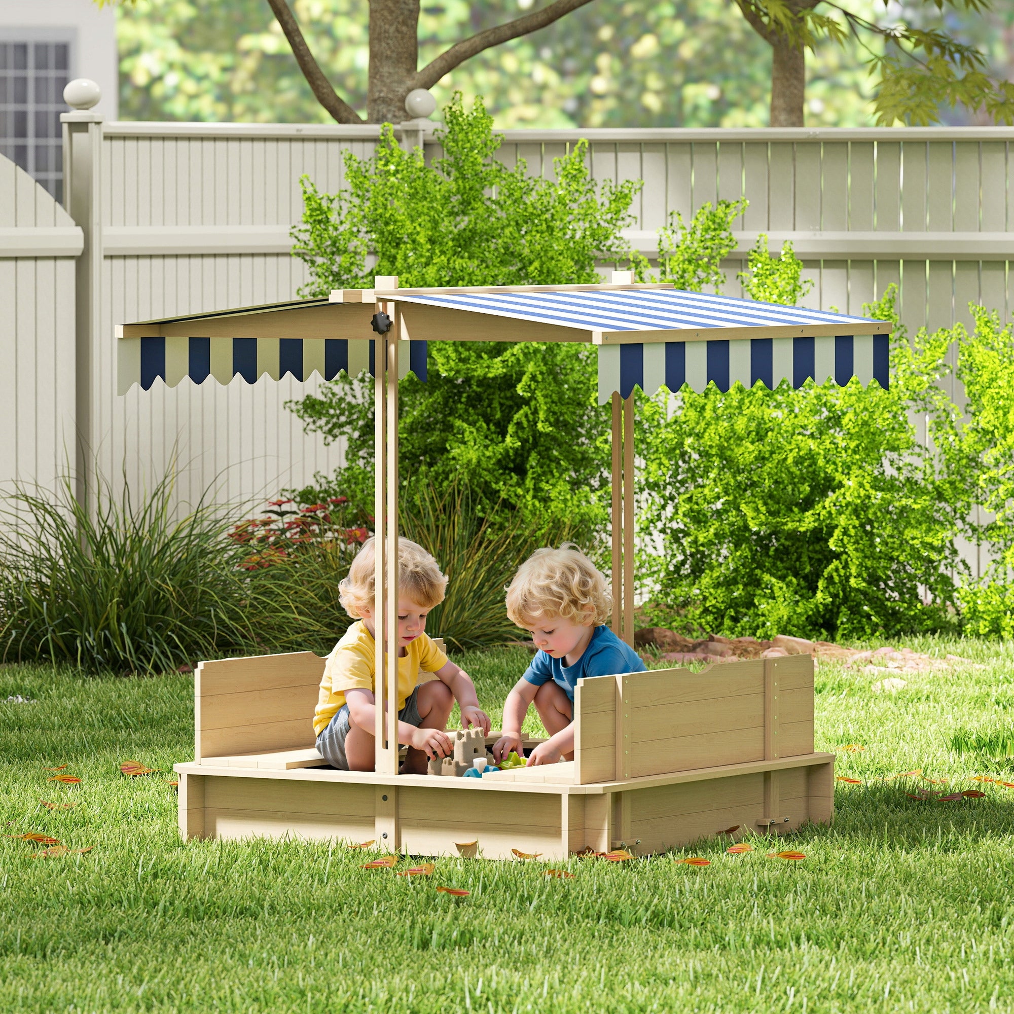 Outsunny Sandbox with detachable roof, backrests, cedar wood, 3-7 years old Packaging status original