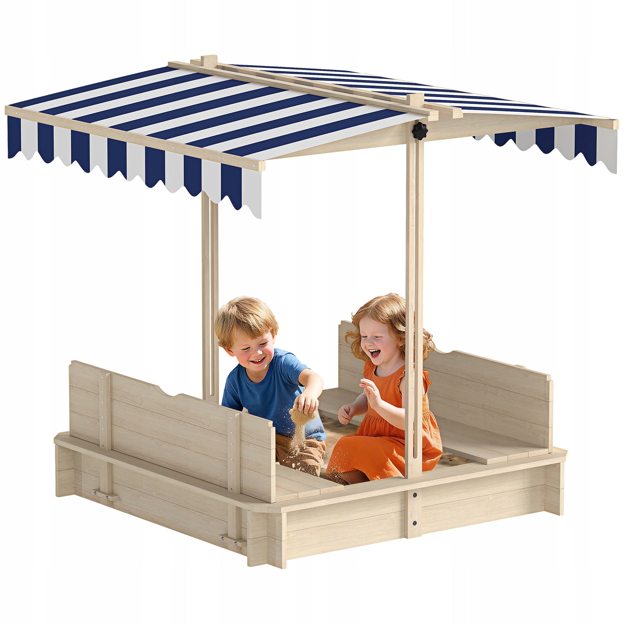 Outsunny Sandbox with detachable roof, backrests, cedar wood, 3-7 years old
