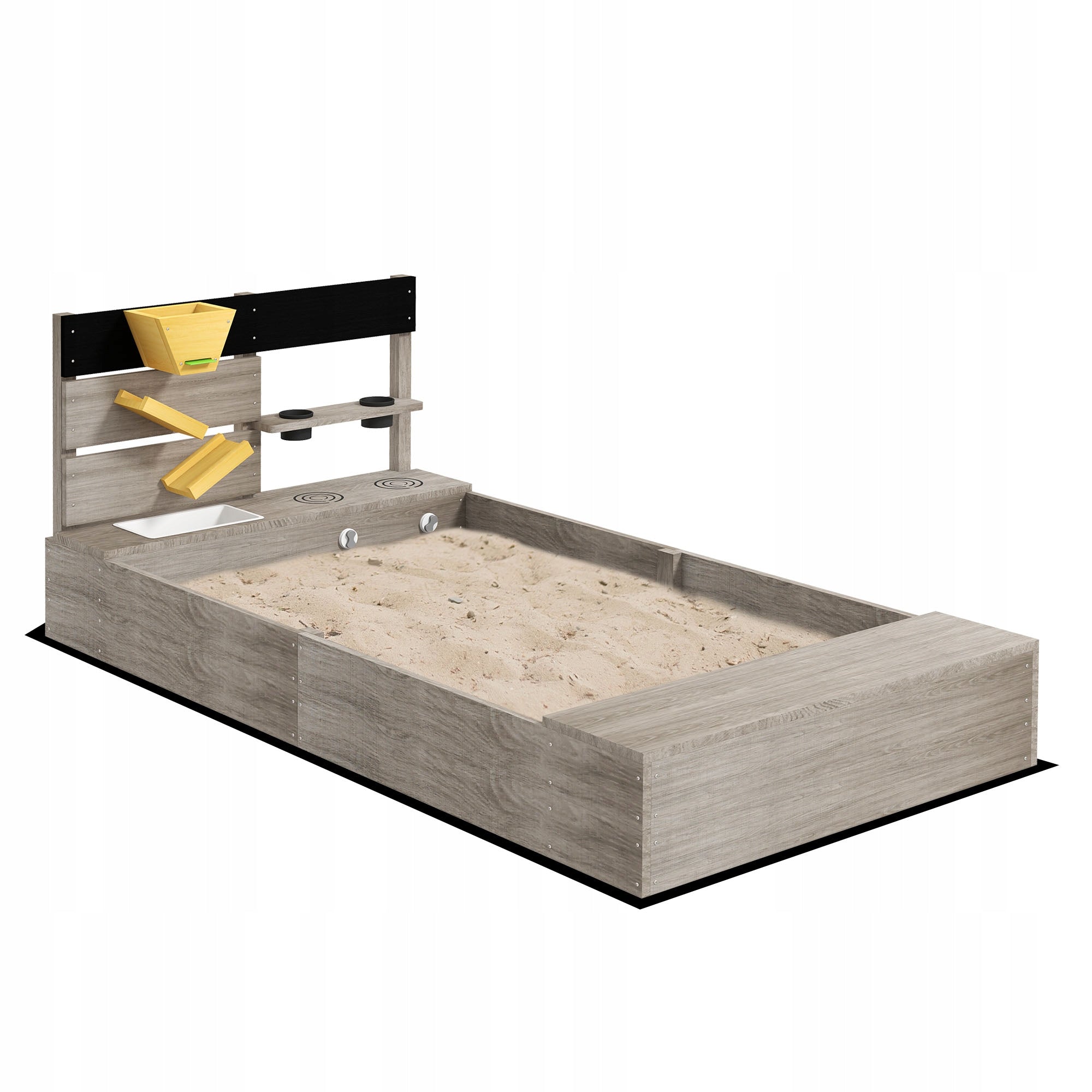 Outsunny Sandbox with kitchen, wooden, 154x80x60 cm, grey