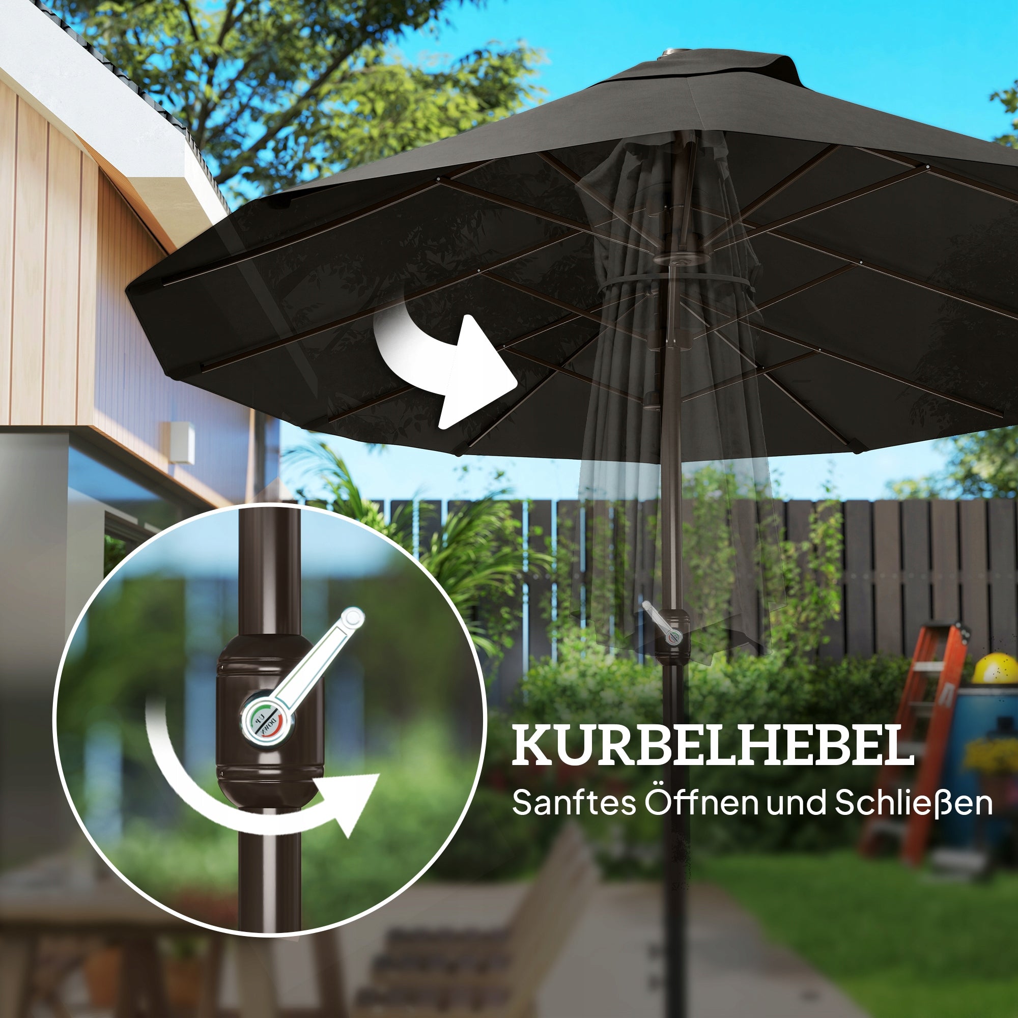 Outsunny Umbrella with stand and double umbrella 4,6 x 2,7 m dark grey Kind classic