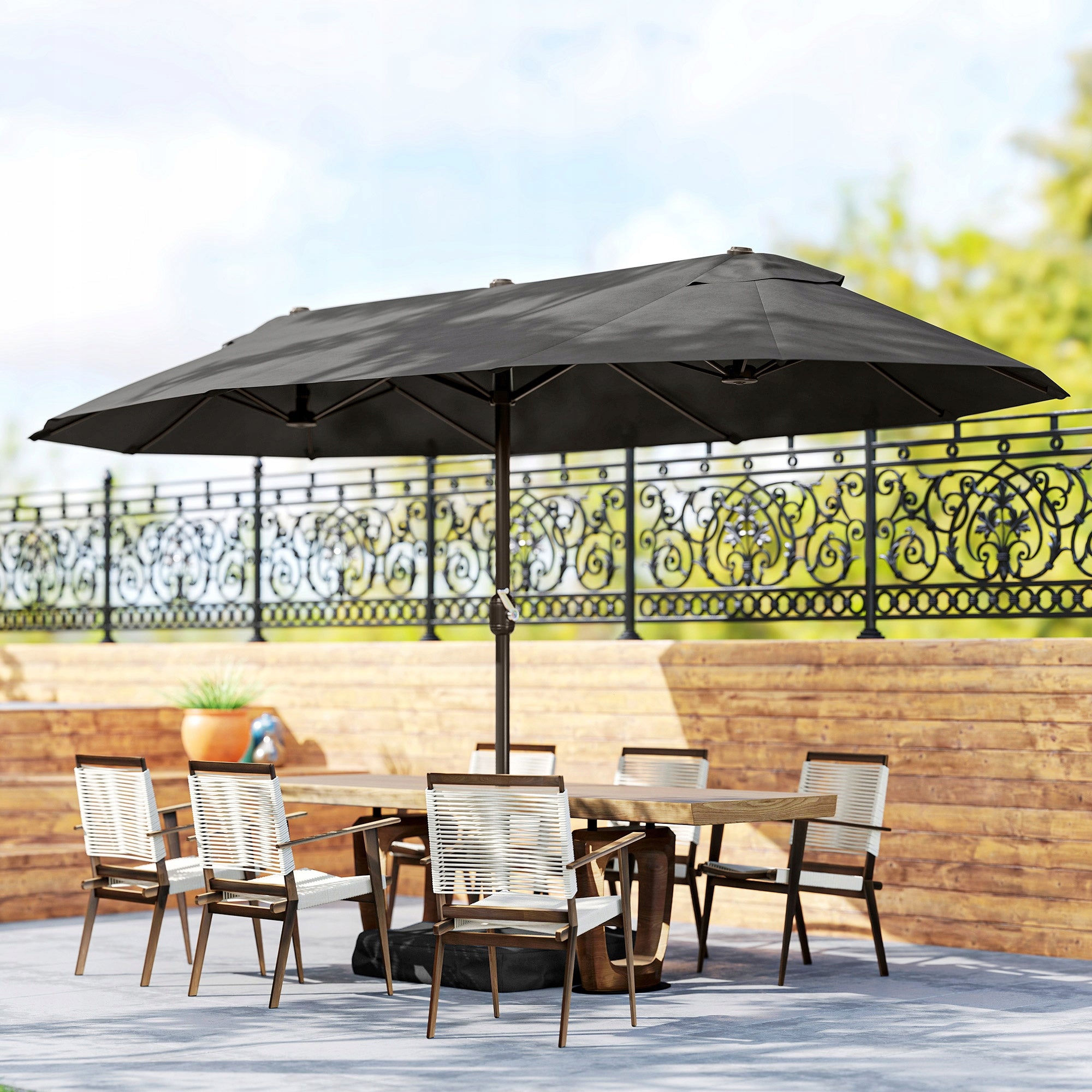 Outsunny Umbrella with stand and double umbrella 4,6 x 2,7 m dark grey Packaging status original