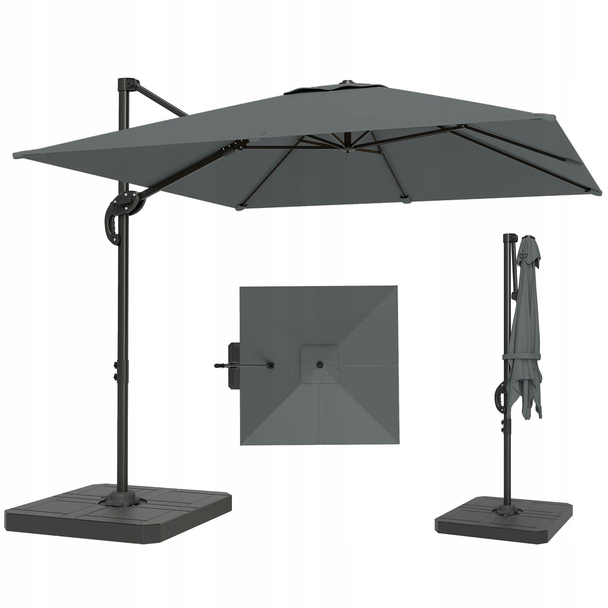 Outsunny aluminum garden umbrella Ø244cm with crank, stand, swivel