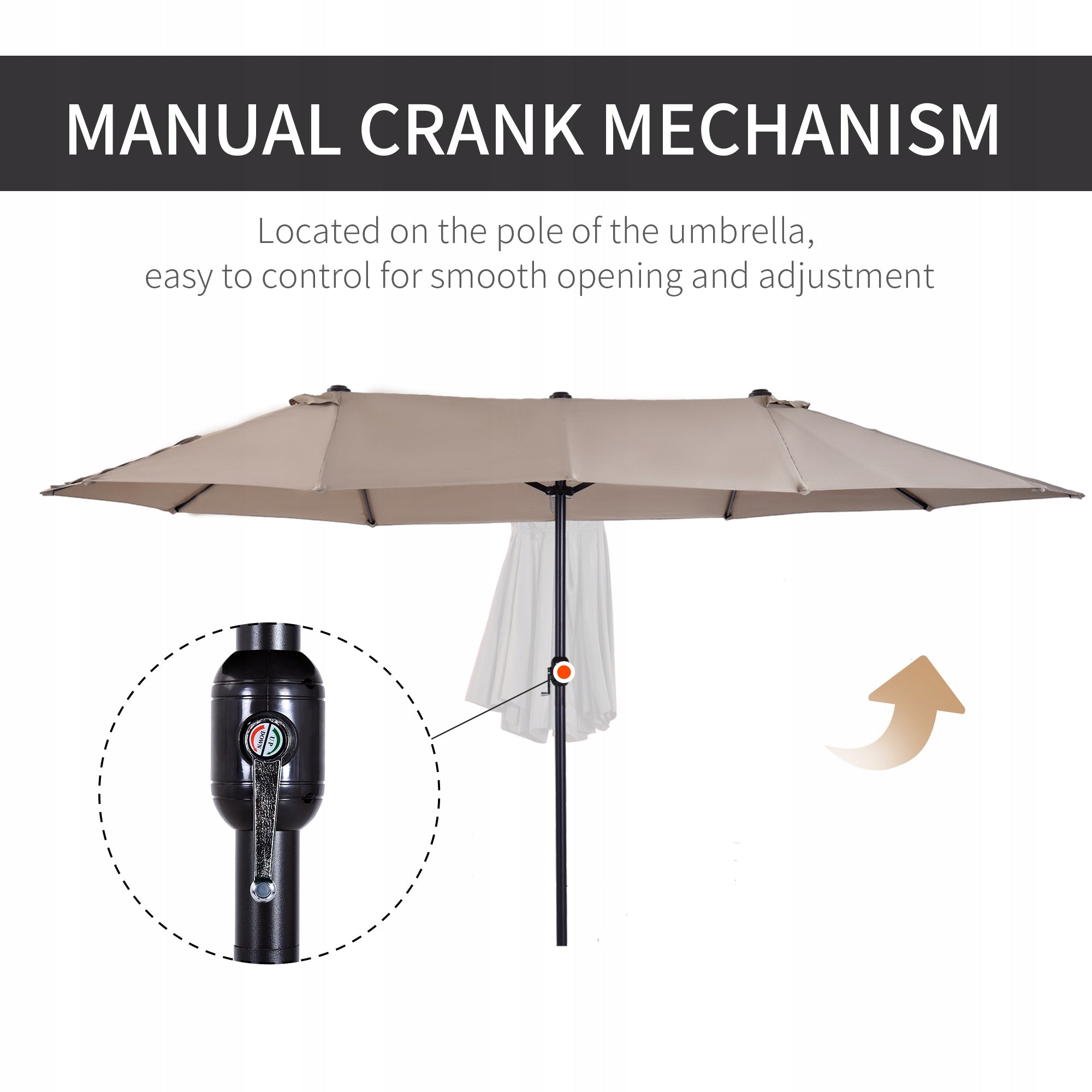 Outsunny garden umbrella with crank, light water, 460 x 270 x 240 cm Diameter/width 455 cm