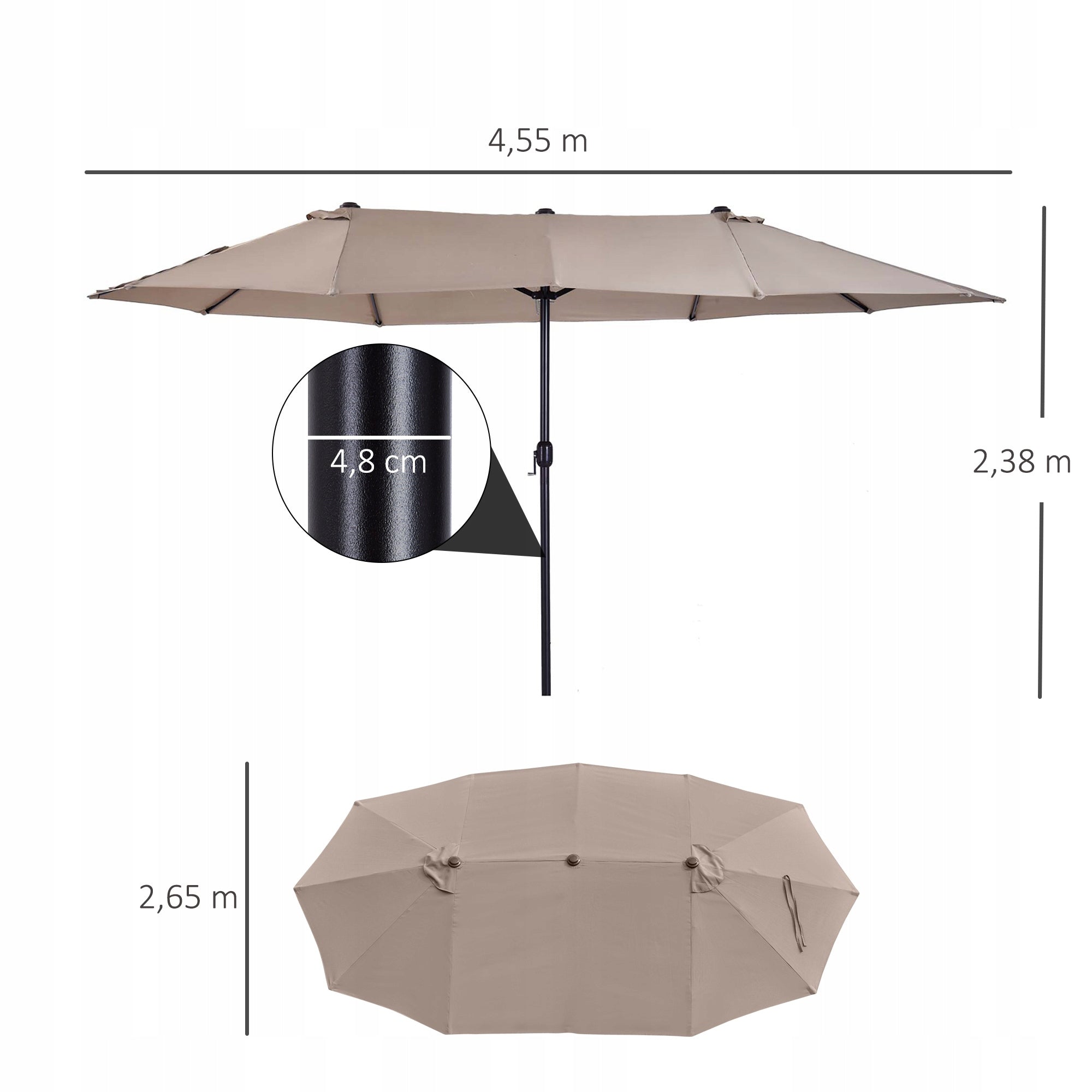 Outsunny garden umbrella with crank, light water, 460 x 270 x 240 cm Manufacturer code Outsunny