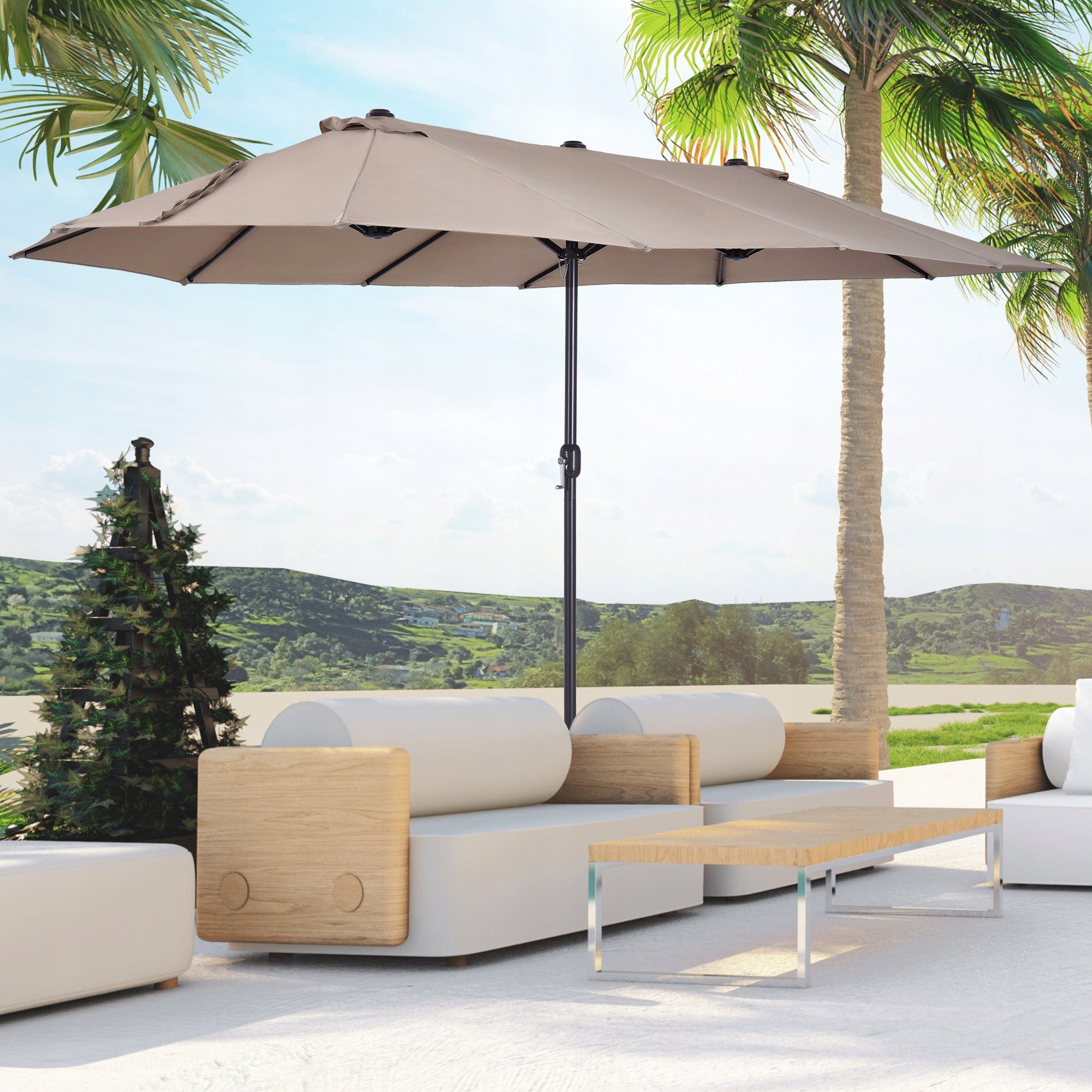 Outsunny garden umbrella with crank, light water, 460 x 270 x 240 cm Packaging status original