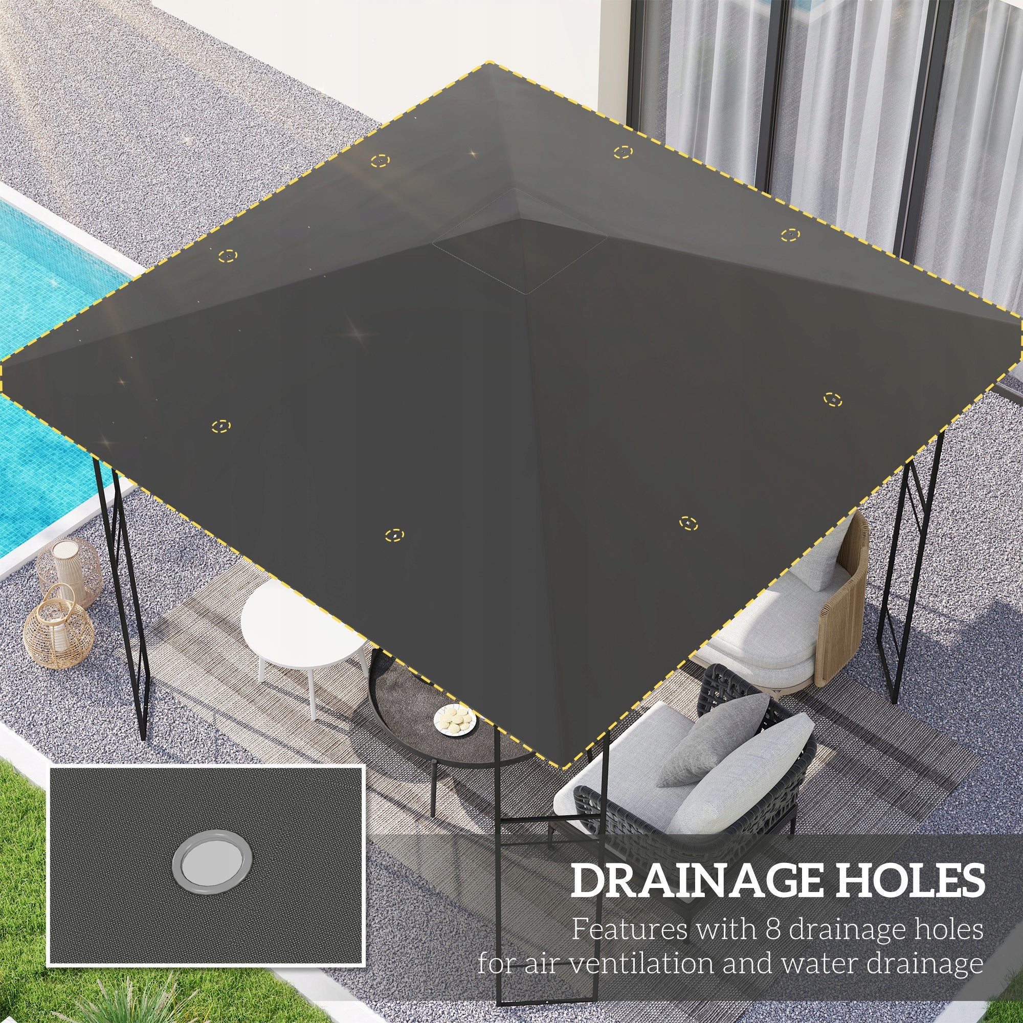 Outsunny replacement roof for pavilion 3 x 3 m waterproof pavilion roof Manufacturer code 84C-541V00GY