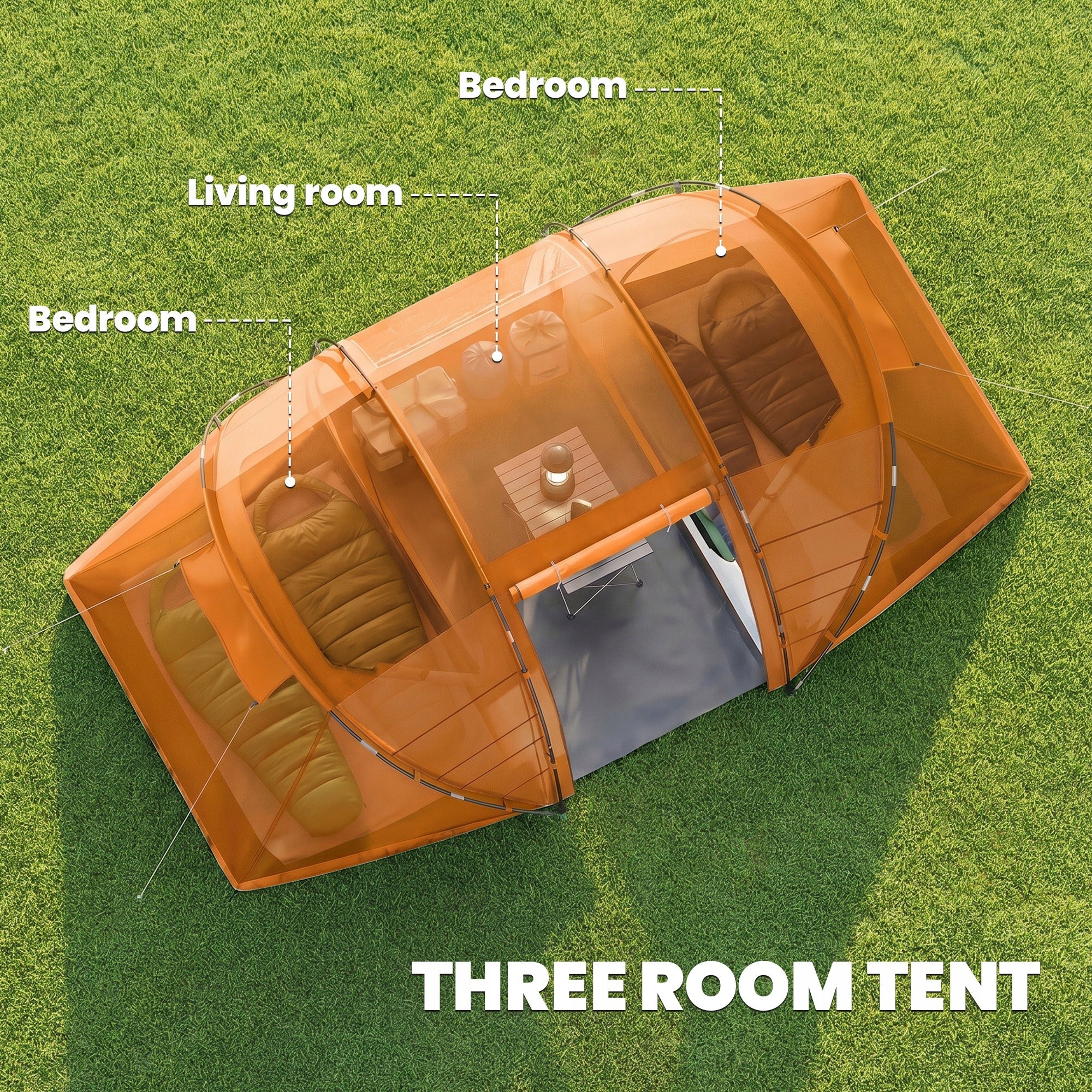 Outsunny tunnel tent for 4-6 people, camping, with doors and floor Manufacturer code A20-044V00OG