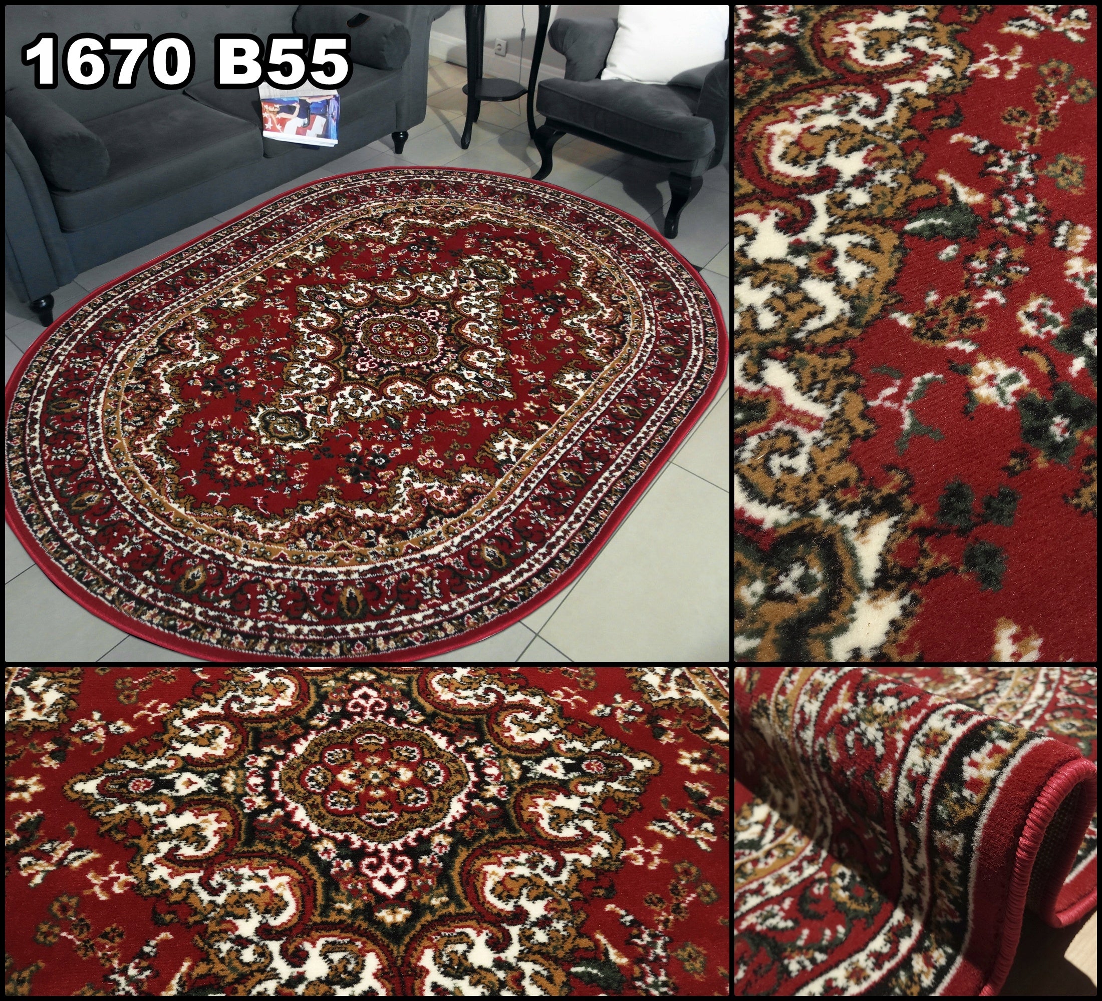 Oval Carpet 150x210 Real Room Alpha Shiraz Bcf BELGIUM -Mix patterns Product width 150 cm