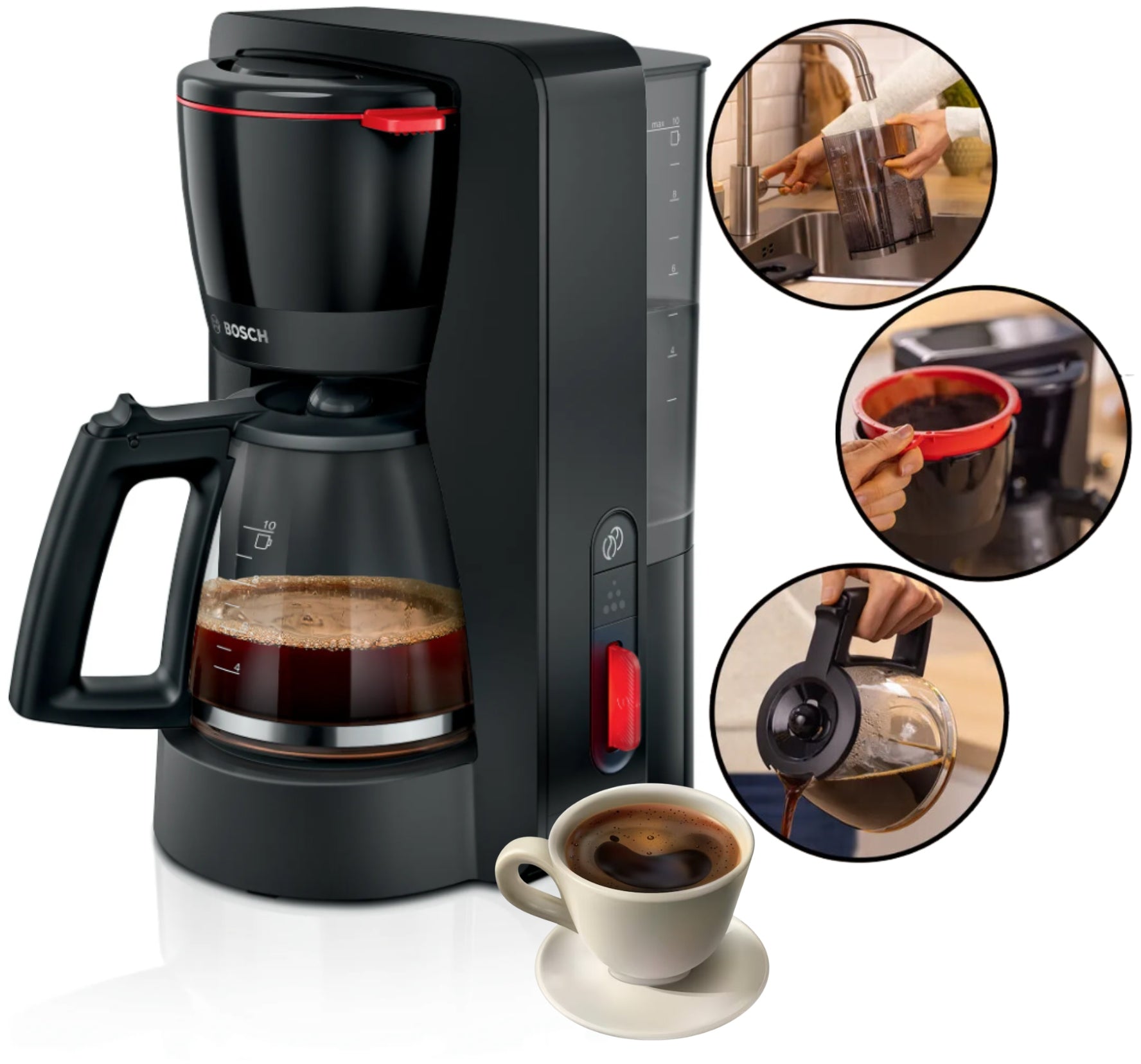 Overflow Express Bosch MyMoment TKA3M133 Glass jug 1,4l Black