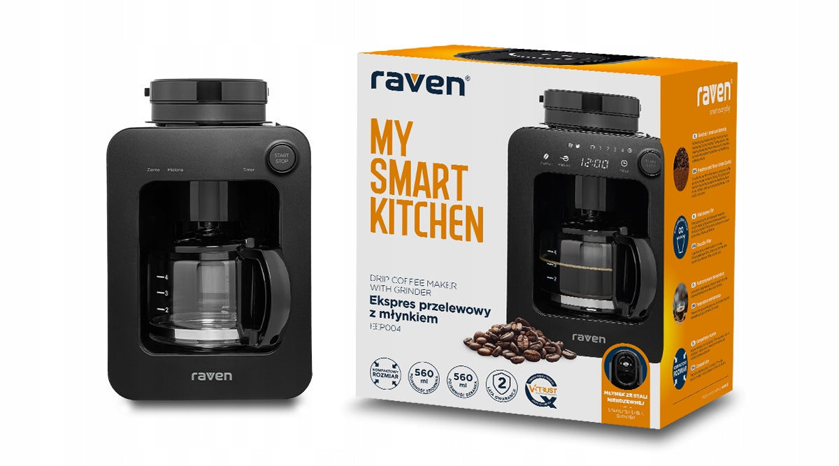 Overflow coffee maker with jug Raven EEP004 600W Compact with grinder Power 600 W