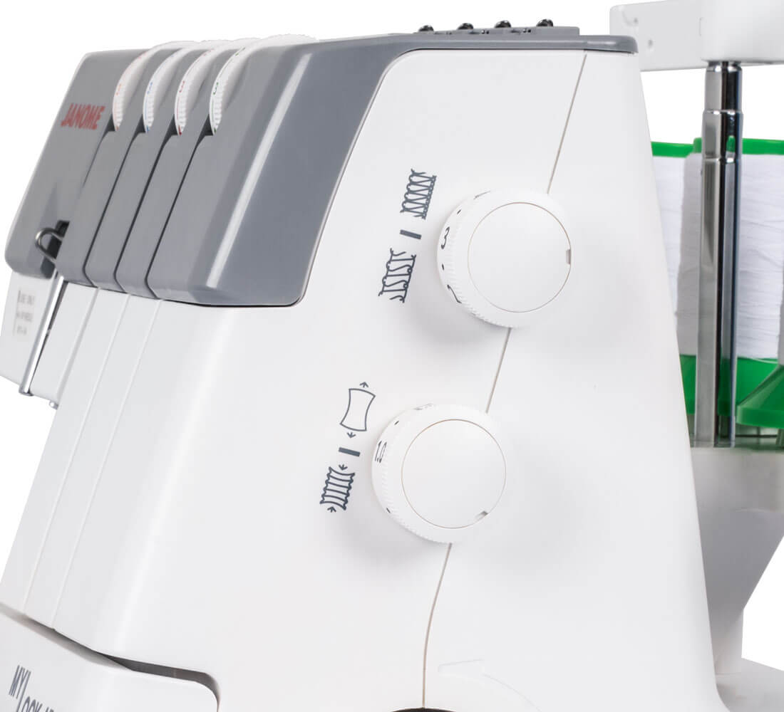 Overlock sewing machine Janome 454D, 7 stitches, 3/4-thread + Freebies Dominant color white