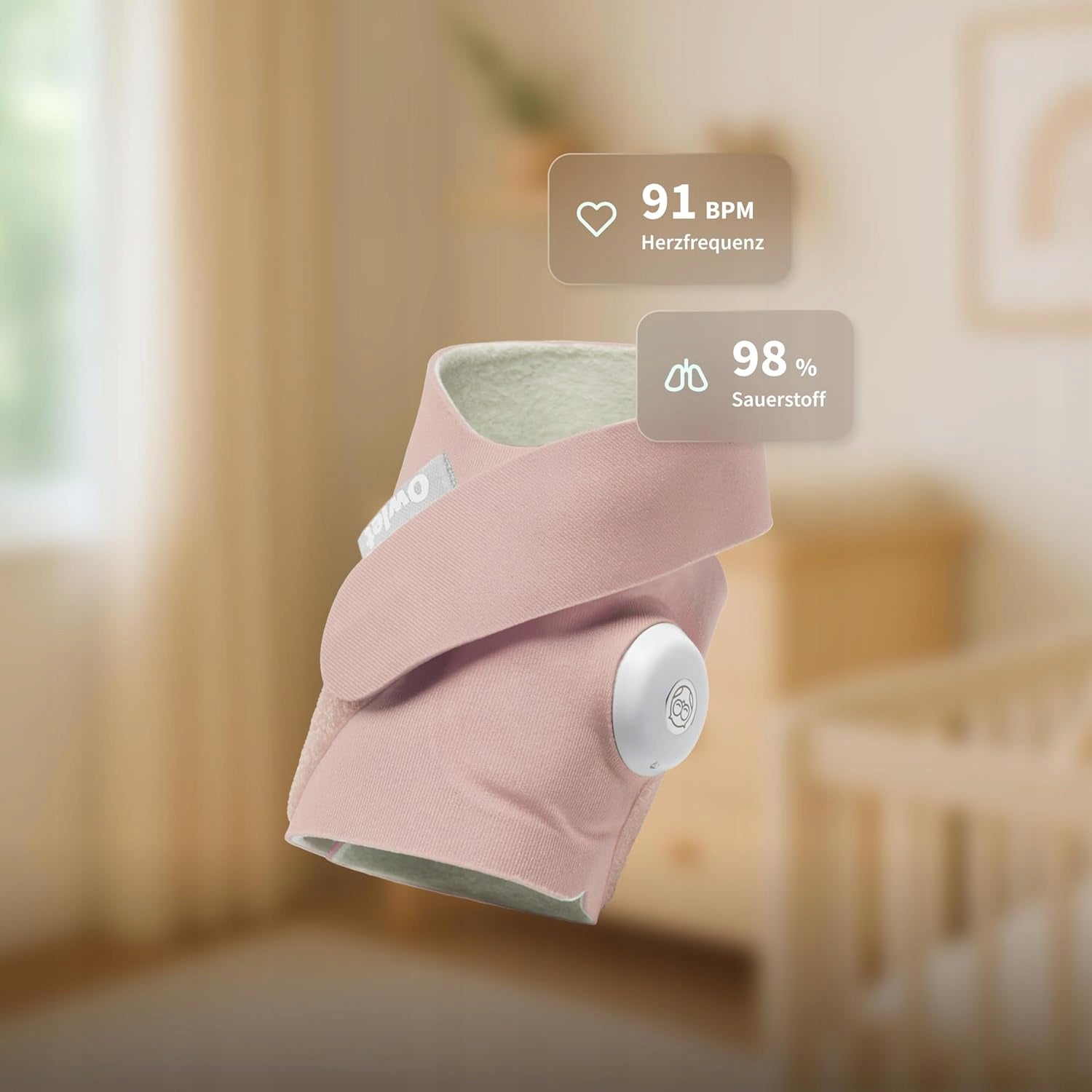 Owlet Dream Sock Pulse Oximeter Baby Health Monitor Pink Kind breathing monitor