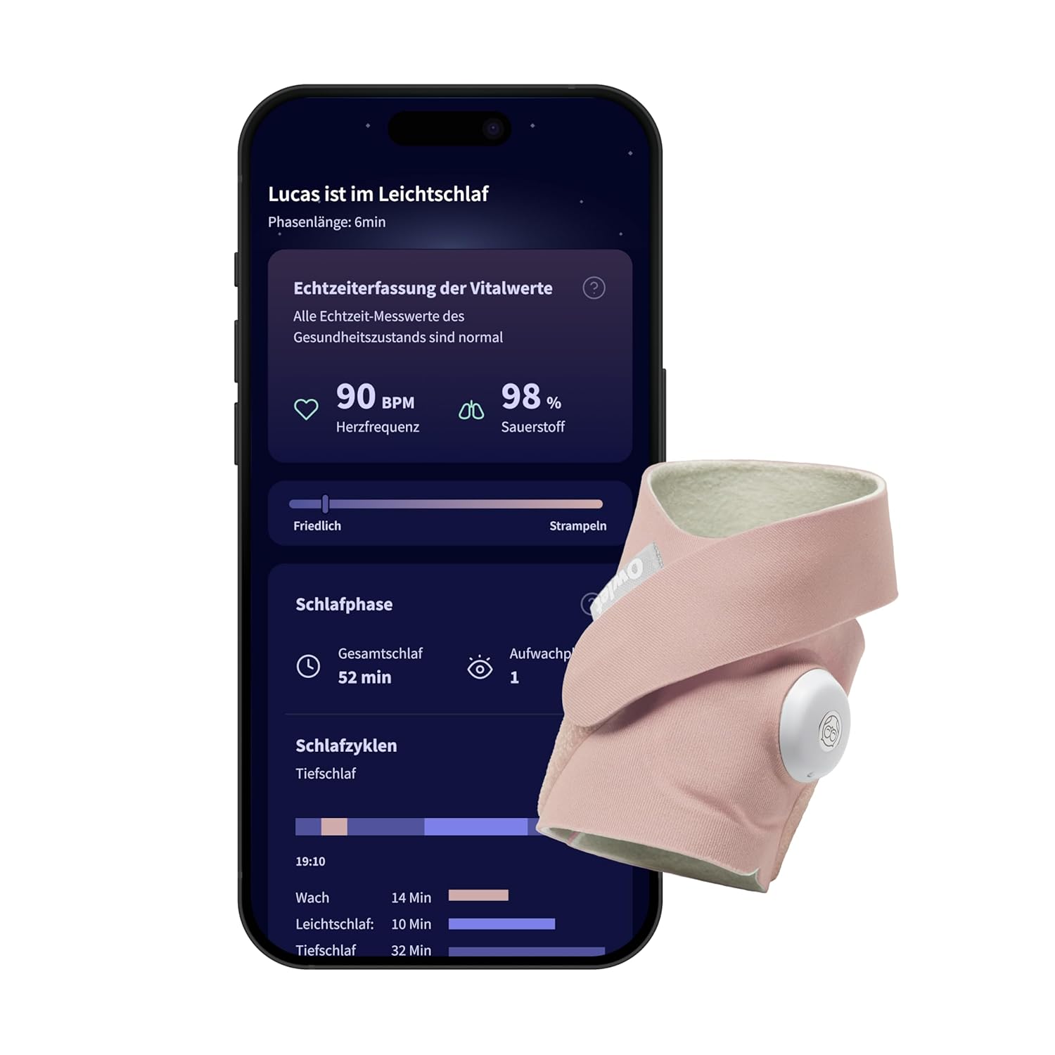 Owlet Dream Sock Pulse Oximeter Baby Health Monitor Pink