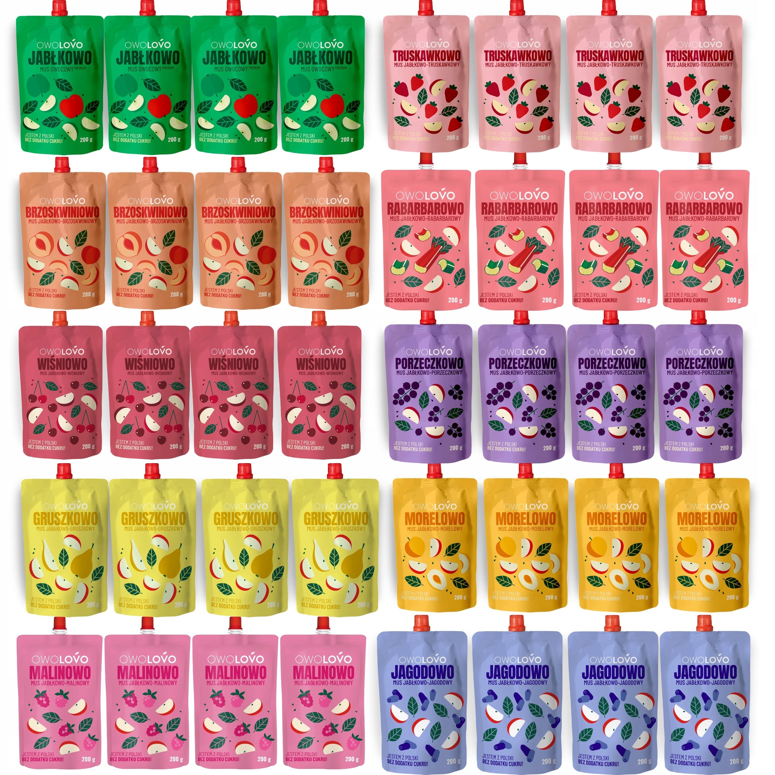 Owolovo Mix of fruit mousses Mega Set 40 x 200 g mix with plum mousse Packaging status original