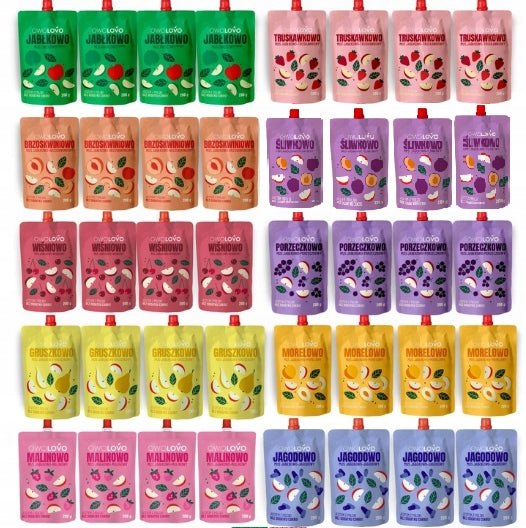 Owolovo Mix of fruit mousses Mega Set 40 x 200 g mix with plum mousse