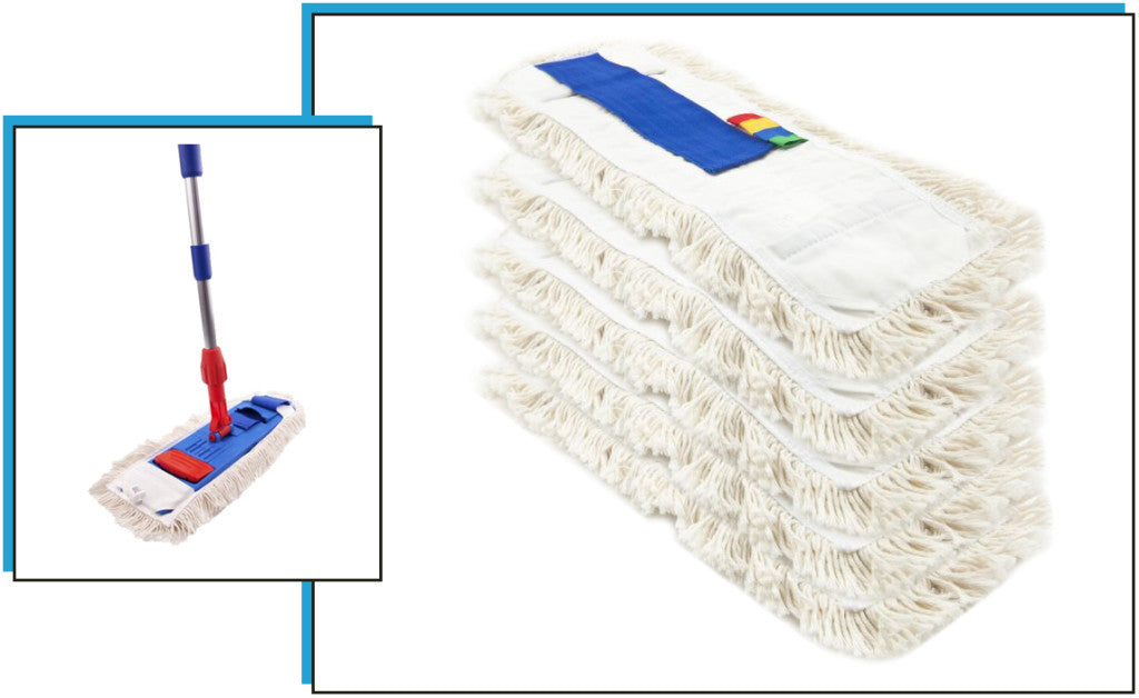 PACKAGE 5x MOP 40cm professional with WOVEN COTTON Color multicolor