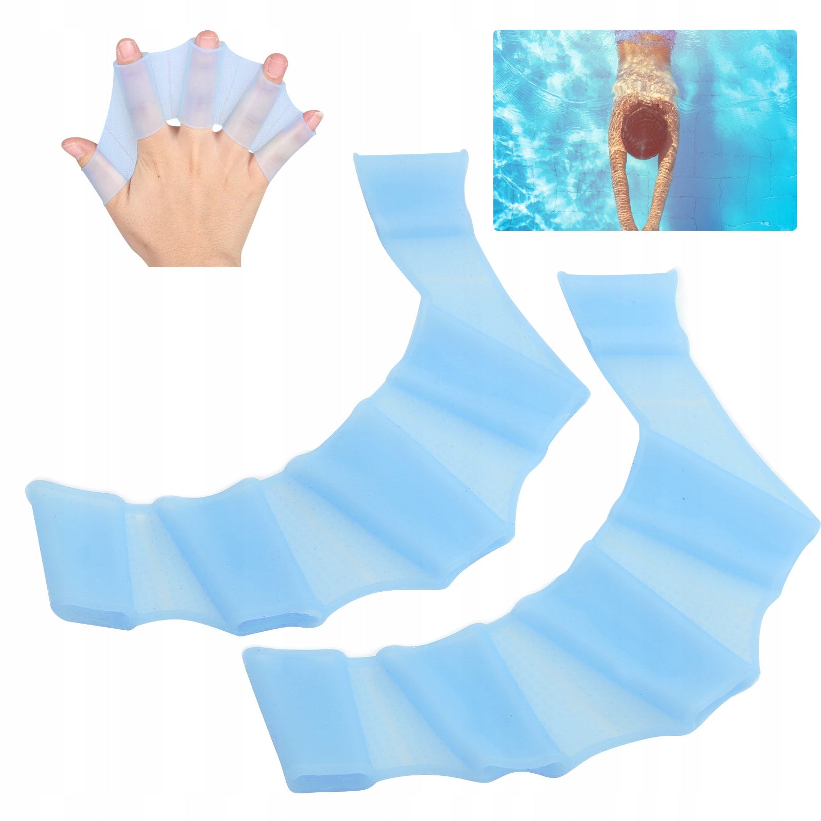 PADDLES FOR HANDS SWIM MEMBRANES SWIMMING BLUE