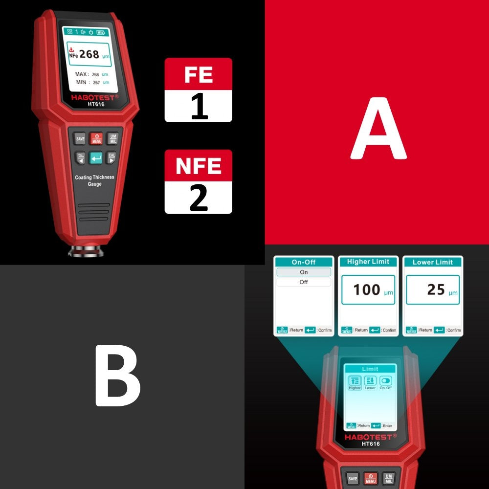 PAINT COATING THICKNESS GAUGE AUTO TESTER ALUMINUM SENSOR COPPER STEEL Brand Habotest