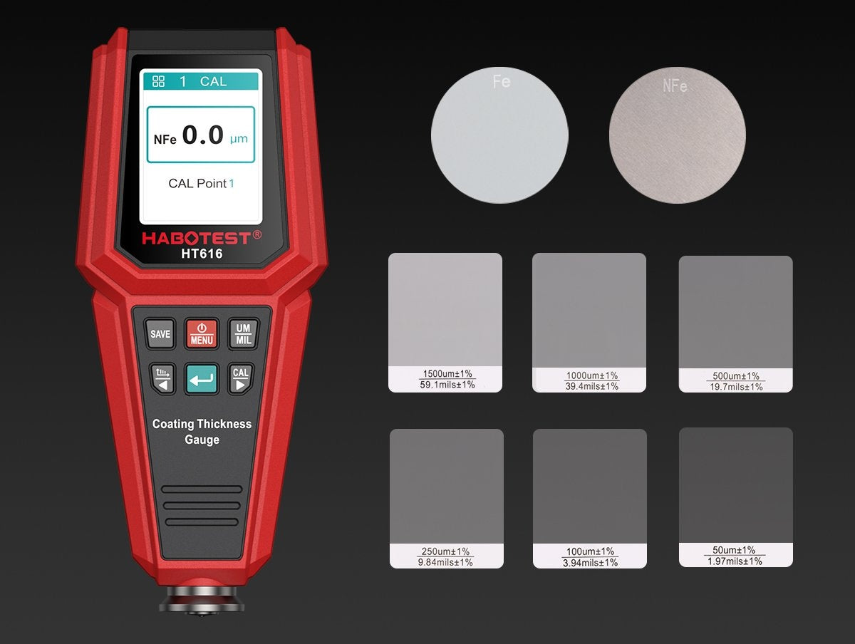 PAINT COATING THICKNESS GAUGE AUTO TESTER ALUMINUM SENSOR COPPER STEEL Manufacturer code HT616