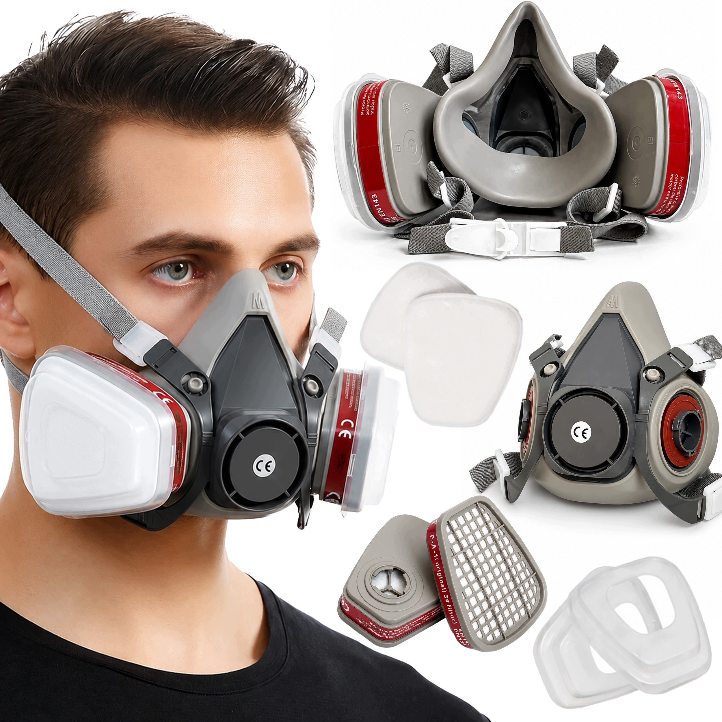 PAINT MASK HALF MASK PROTECTIVE DUST UNIVERSAL CARTRIDGES|FILTERS