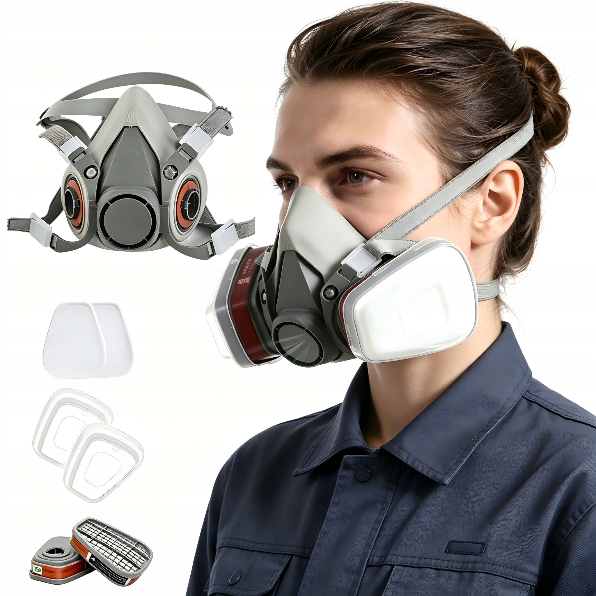 PAINT MASK PROTECTIVE DUST HALF MASK + SET OF FILTERS CARTRIDGES