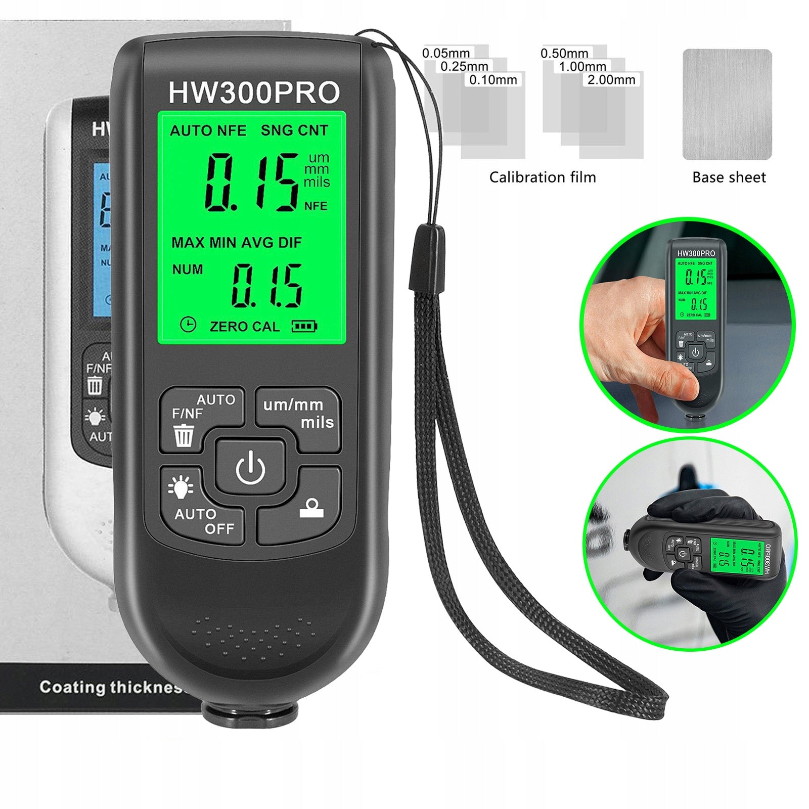 PAINT THICKNESS GAUGE TESTER SENSOR LCD ALUMINUM STEEL PROBE