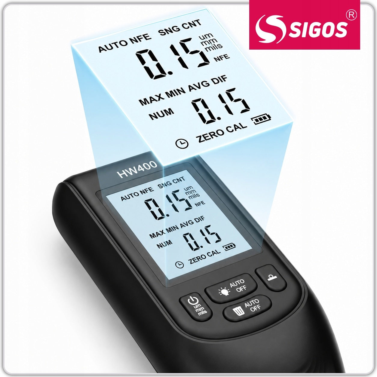 PAINT THICKNESS METER TESTER LCD SENSOR 2000um ALUMINUM STEEL PROBE Brand Sigos