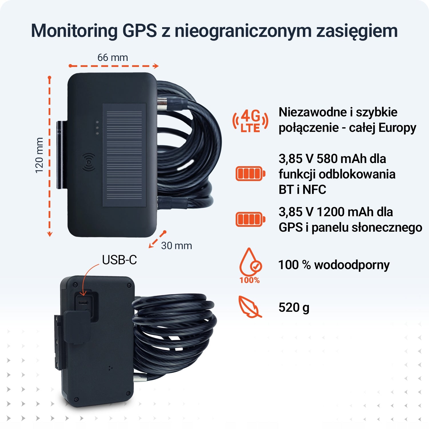 PAJ GPS Zapięcie Rowerowe E-Bike 4G Alarm Antykradzieżowy Solar Lokalizator Mounting location support sleeve