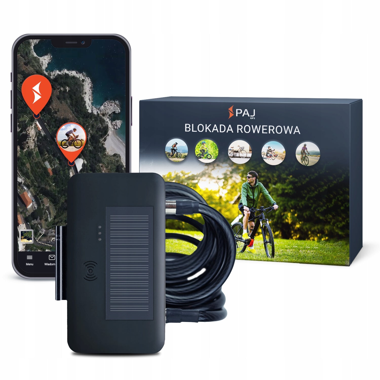 PAJ GPS Zapięcie Rowerowe E-Bike 4G Alarm Antykradzieżowy Solar Lokalizator