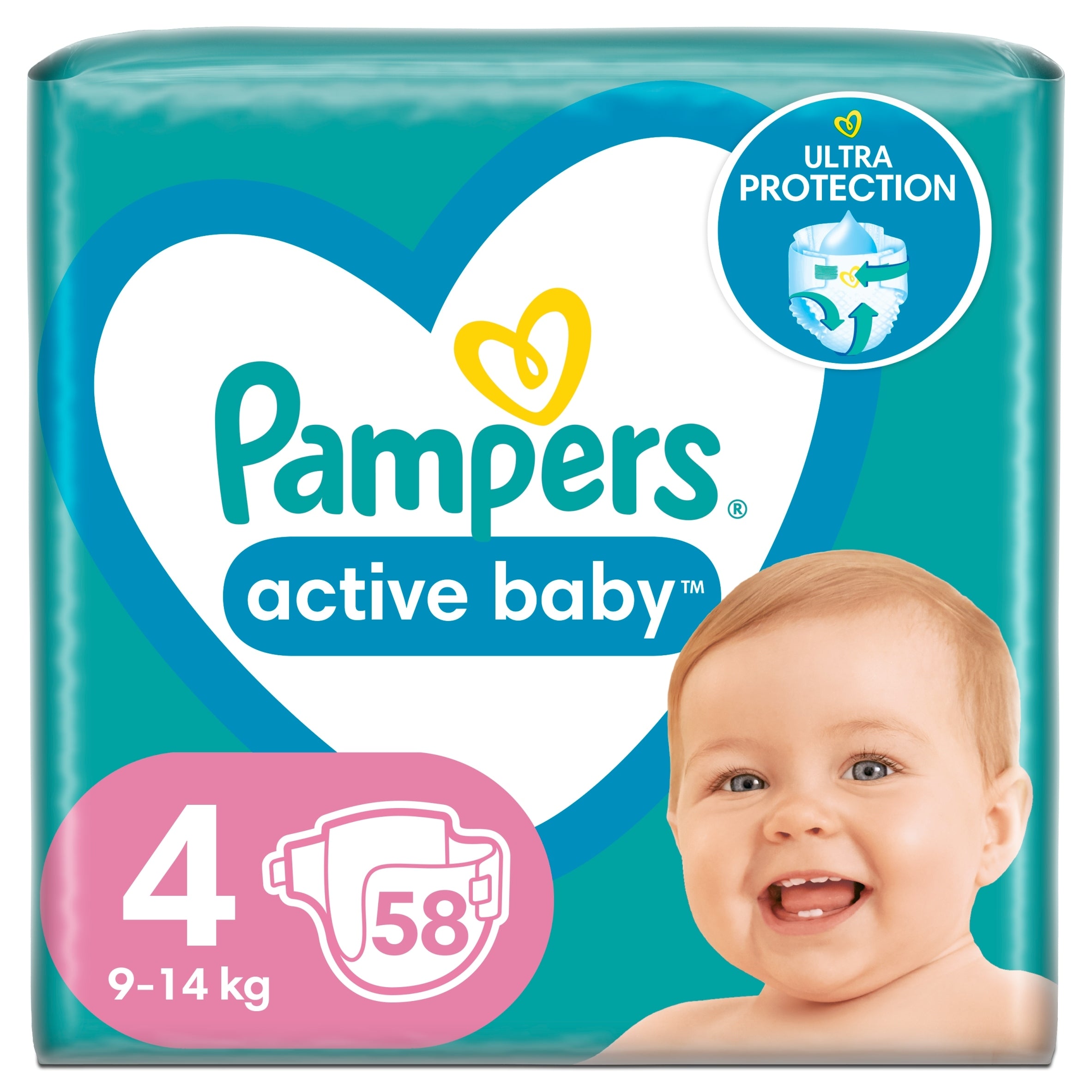PAMPERS ACTIVE BABY 4 DRY&PROTECTED SKIN ABSORBENT CHANNELS 58 COUNT Manufacturer code 81709622