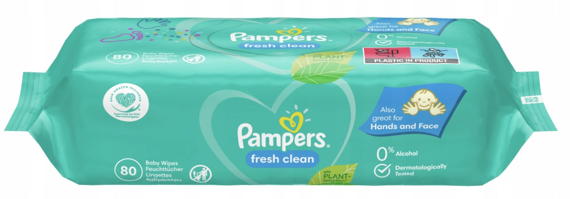 PAMPERS FRESH & CLEAN WET WIPES FOR CHILDREN SET OF 15 x 80 pcs. Brand Pampers