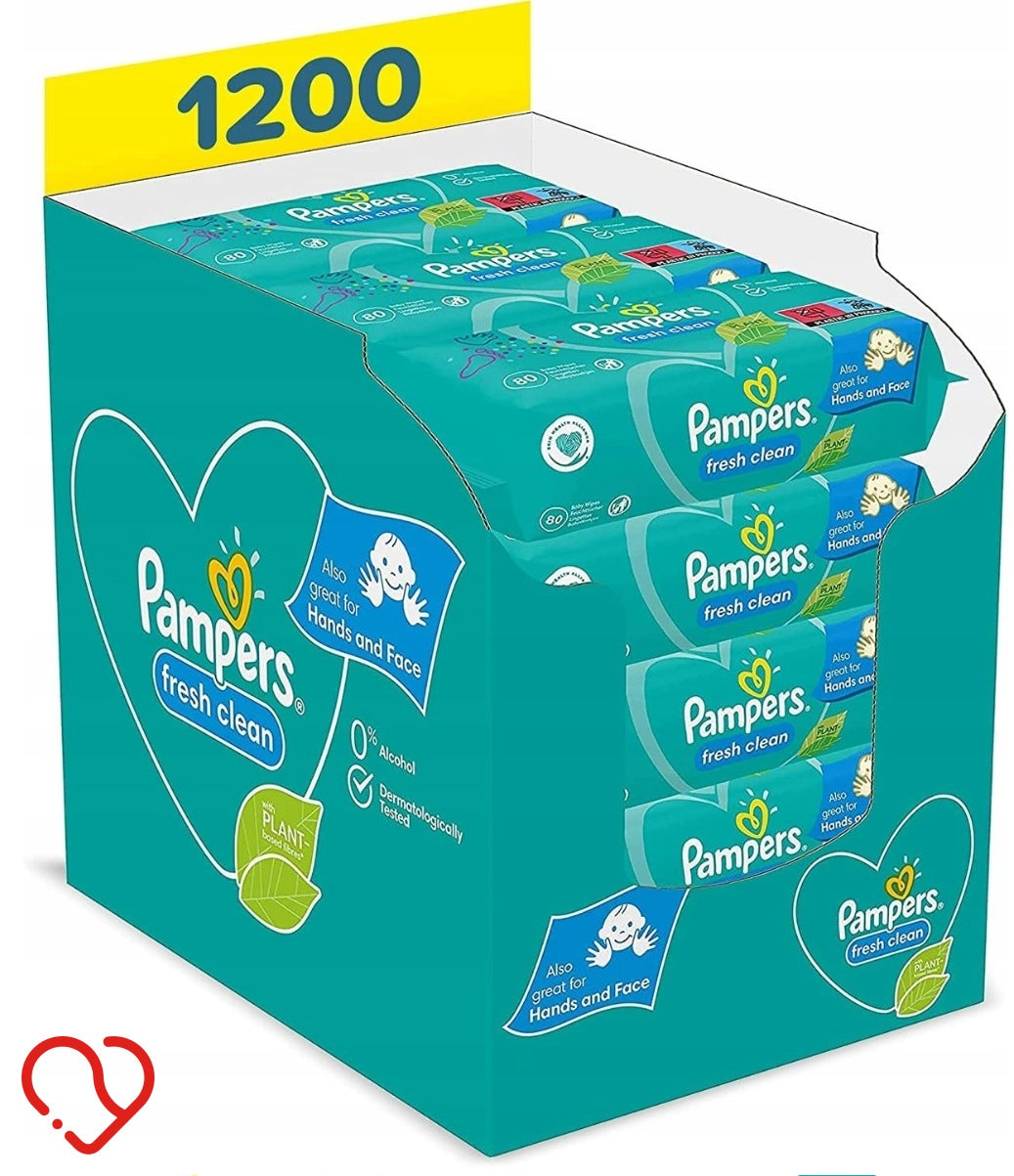 PAMPERS FRESH & CLEAN WET WIPES FOR CHILDREN SET OF 15 x 80 pcs.